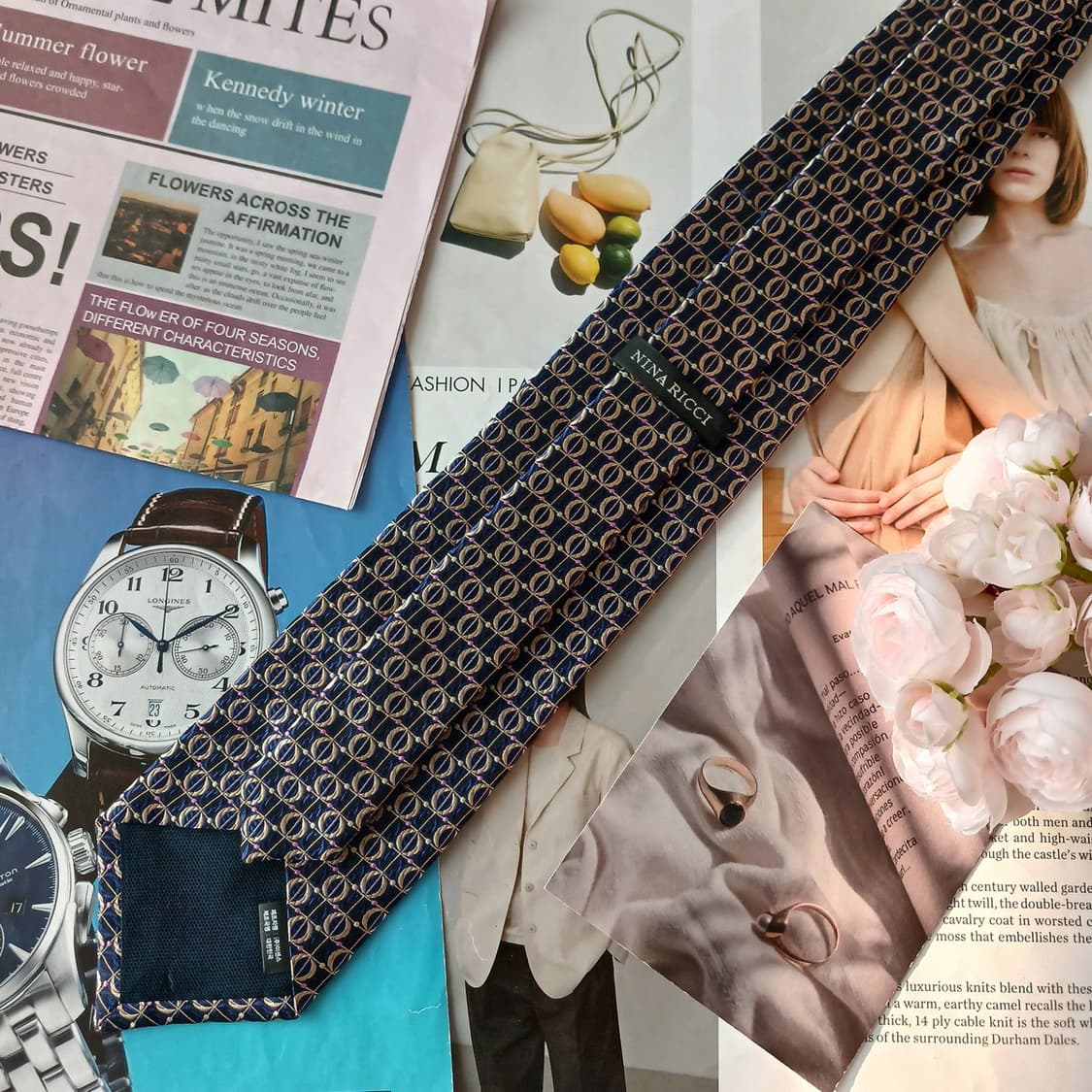 니나리치 실크 네이비 지오메트릭 넥타이 8.6cm A+등급 A19416
 상품이미지6