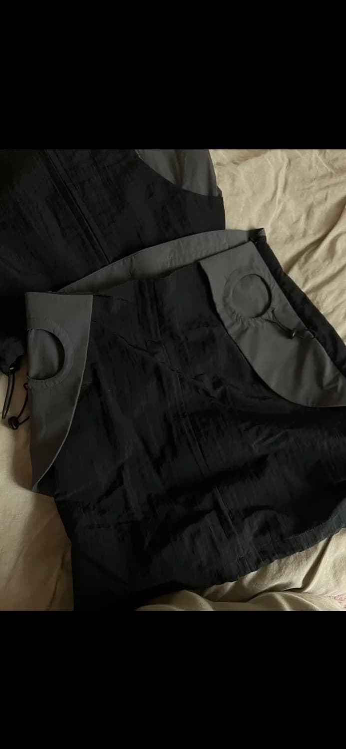 Ojos 오호스 스트링 홀 미디 스커트 셔츠 세트 1사이즈 상품이미지4