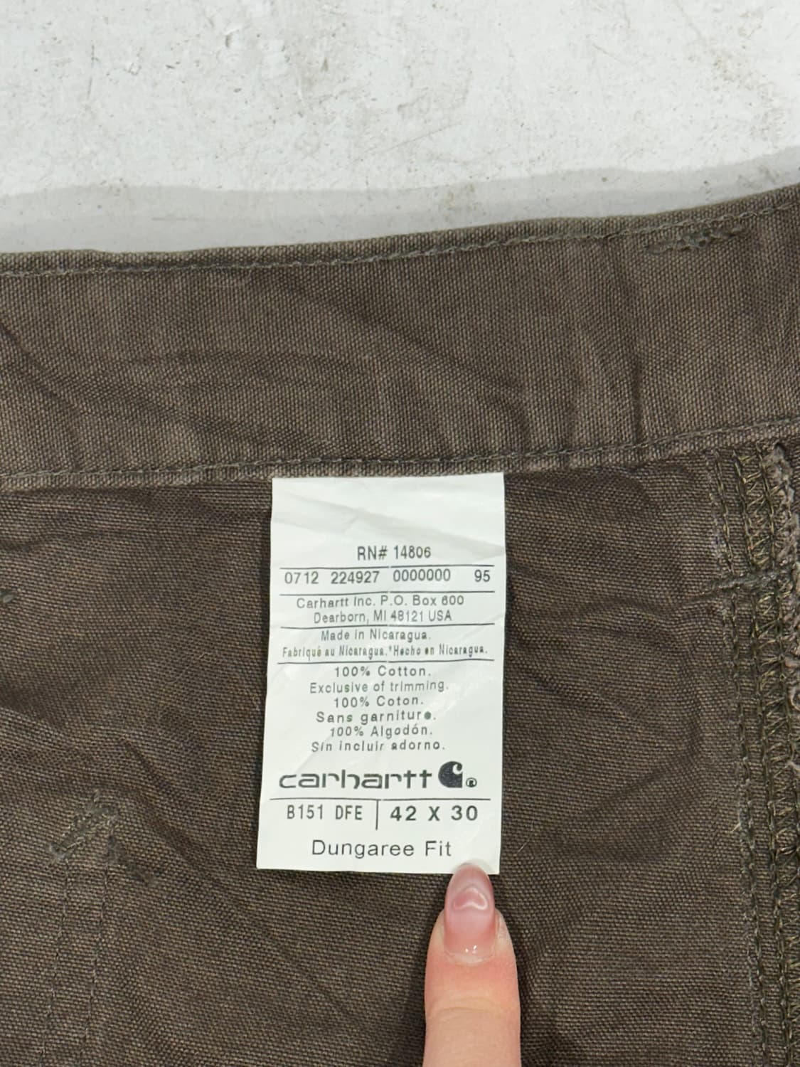 칼하트 B151 브라운 와이드 카펜터 워크 팬츠 카고 바지 42 상품이미지7