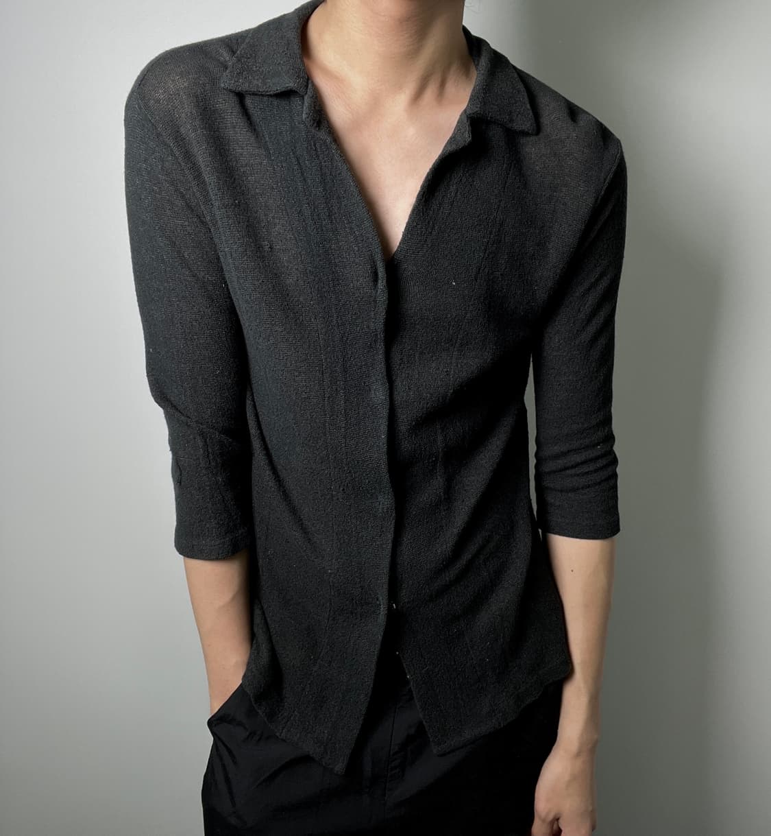 Y's 요지야마모토 린넨 저지 카라 가디건  상품이미지1