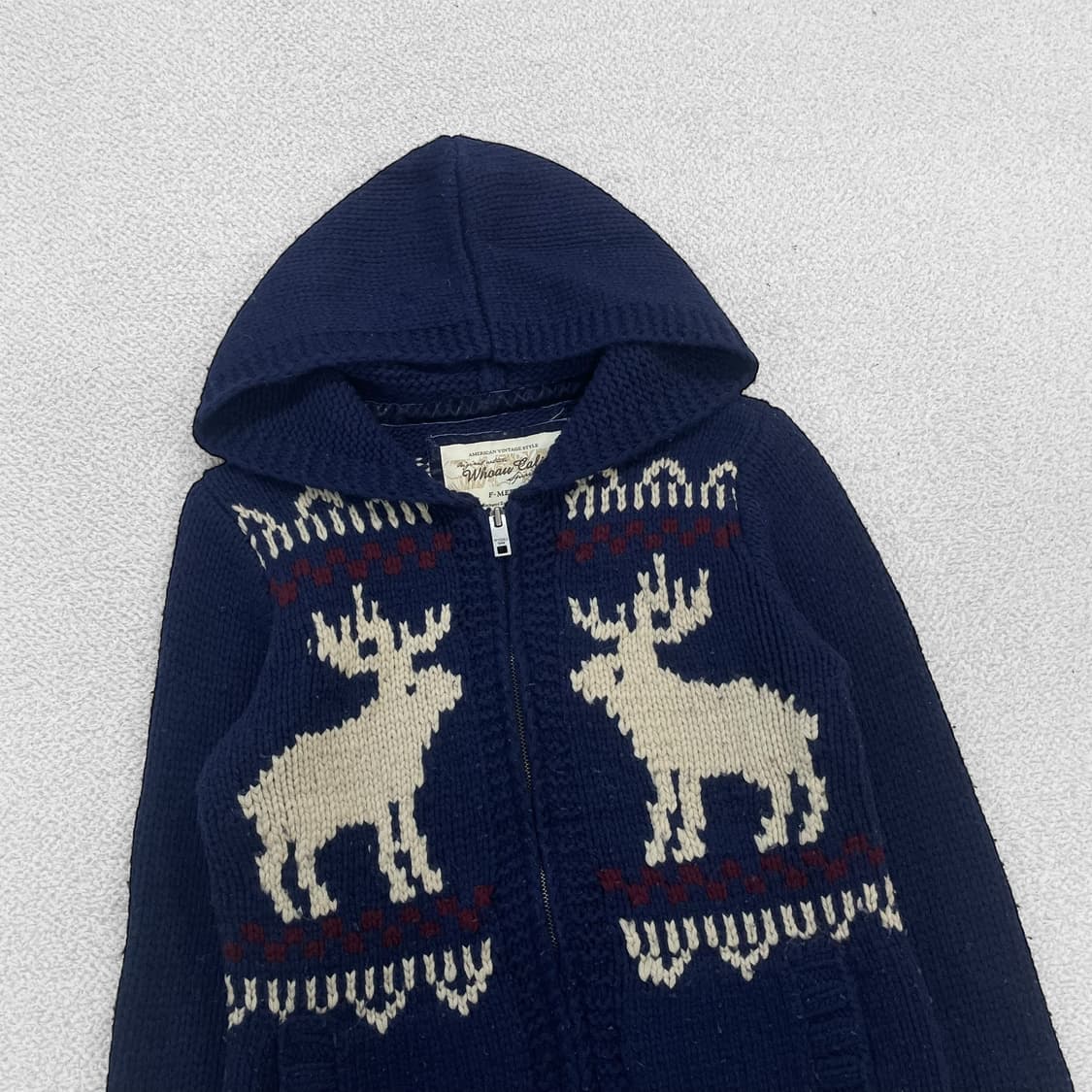 후아유 아메리칸 빈티지 노르딕 코위찬 니트 후드집업 상품이미지3