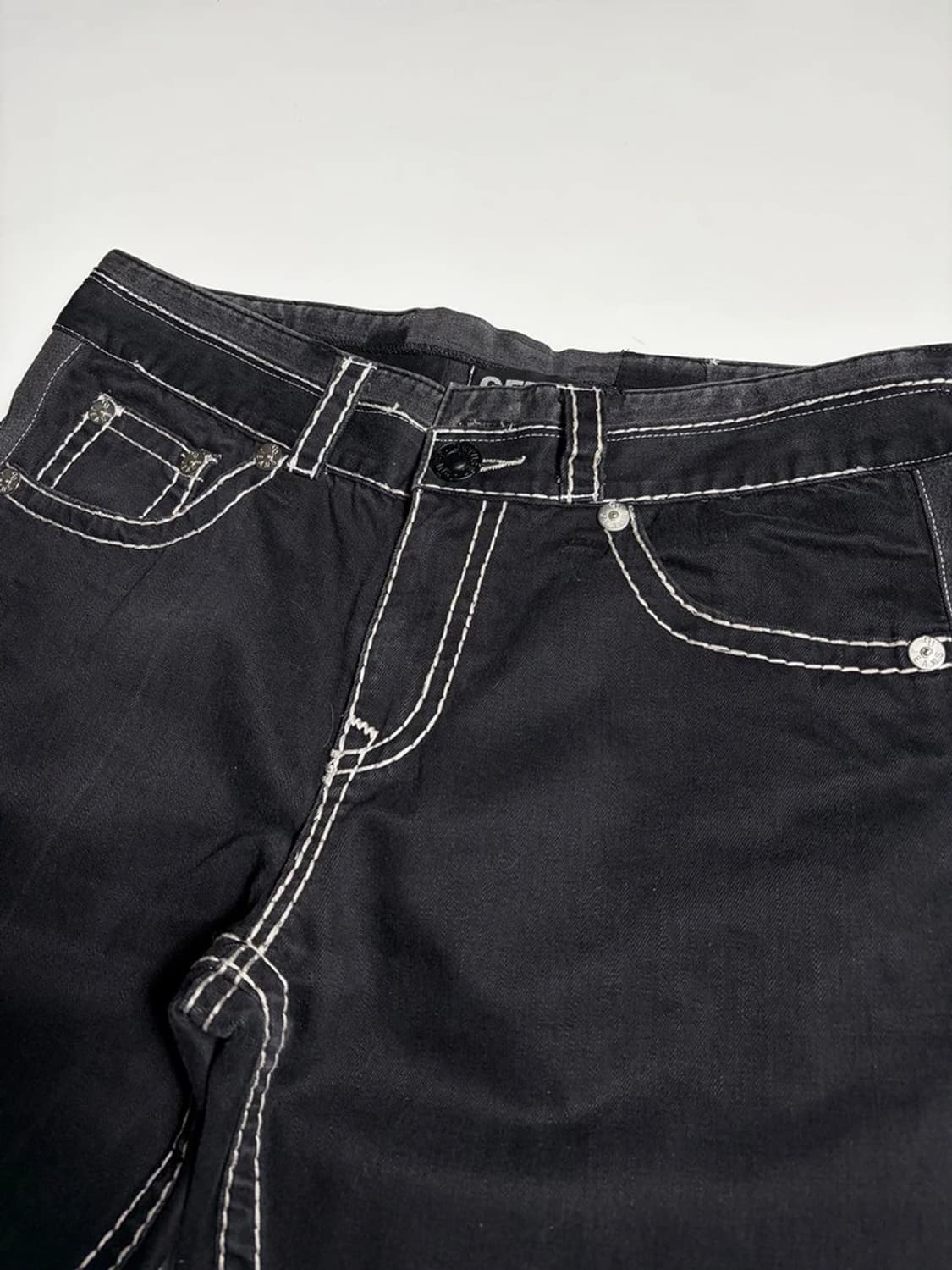 겟유즈드 화이트 스티치 블랙 데님 팬츠 R2295 상품이미지2