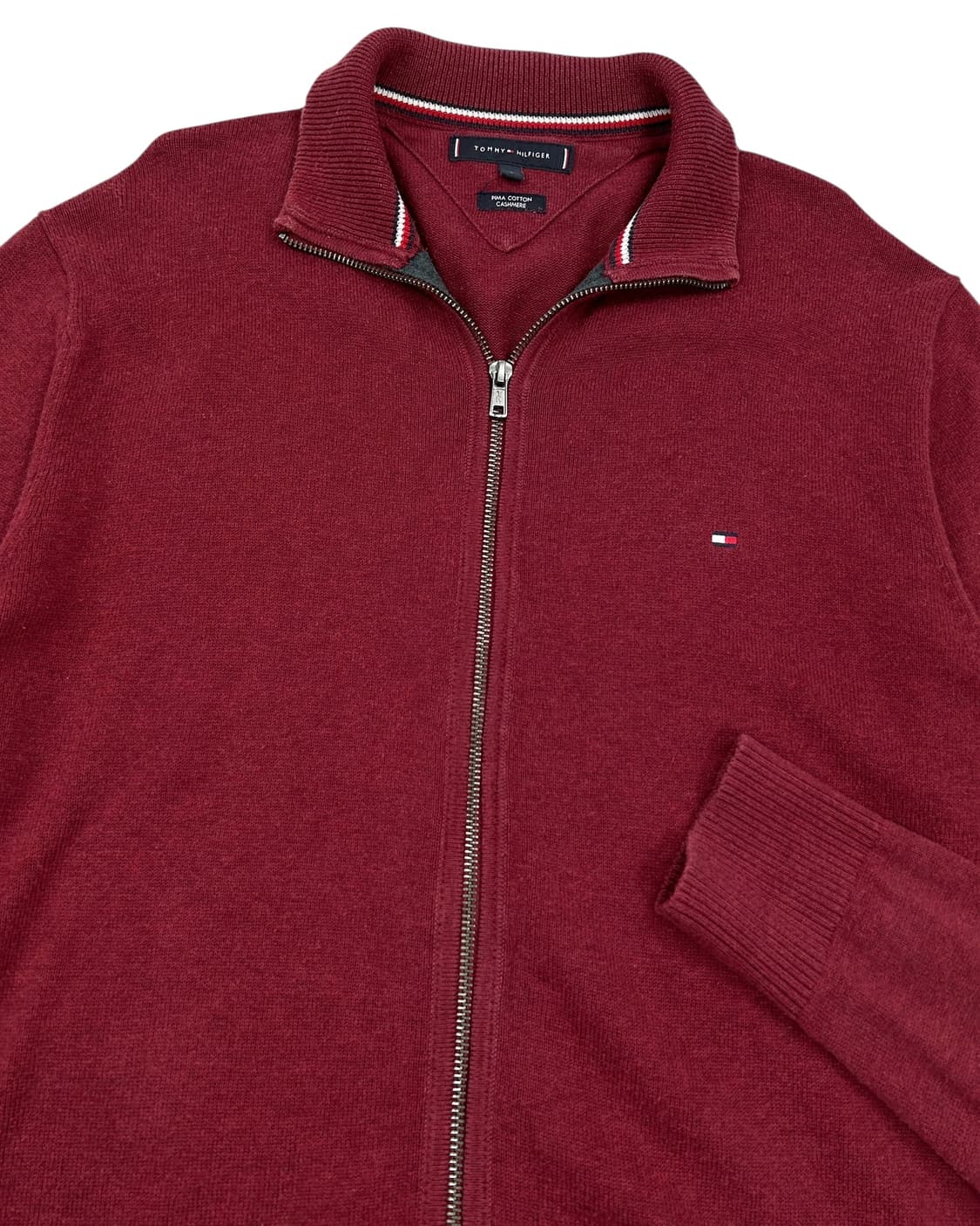 타미힐피거 플래그로고 니트집업 버건디 상품이미지2