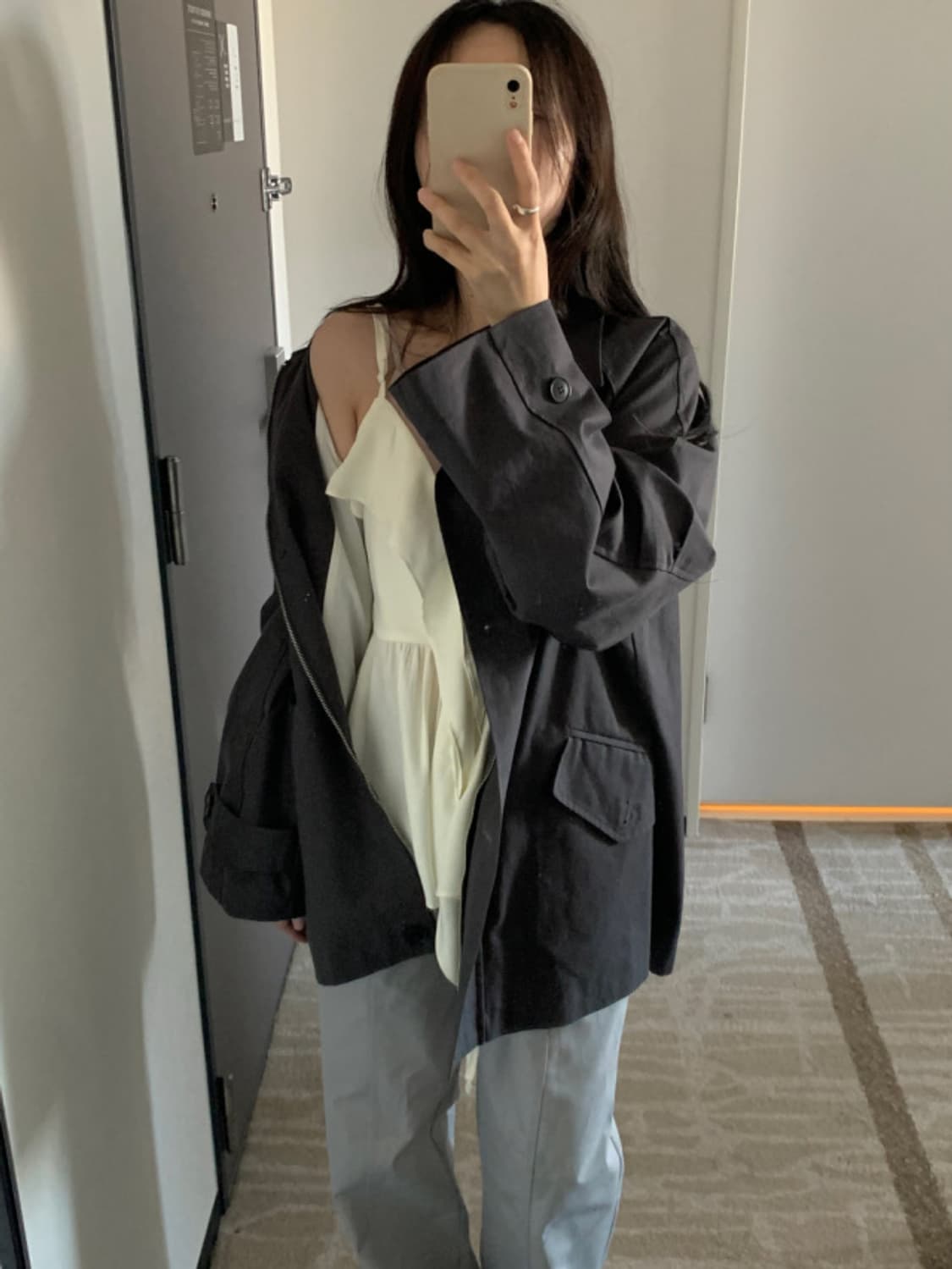 [시착x 단종새제품] 오이니 아뜰리에 야상 점퍼 차콜 상품이미지8