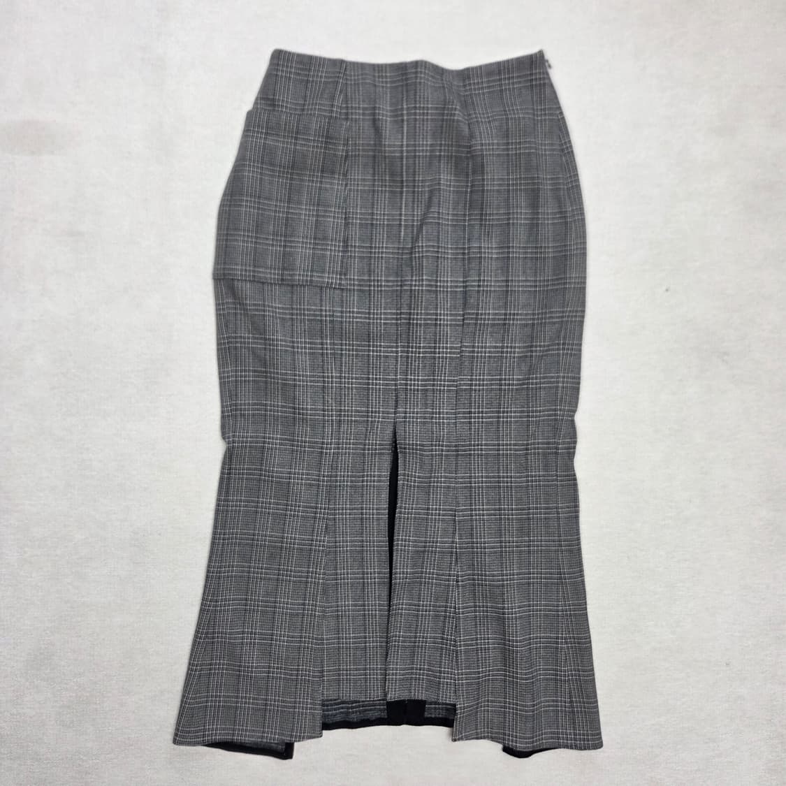 글렌 체크 슬릿 머메이드 롱 스커트 상품이미지1