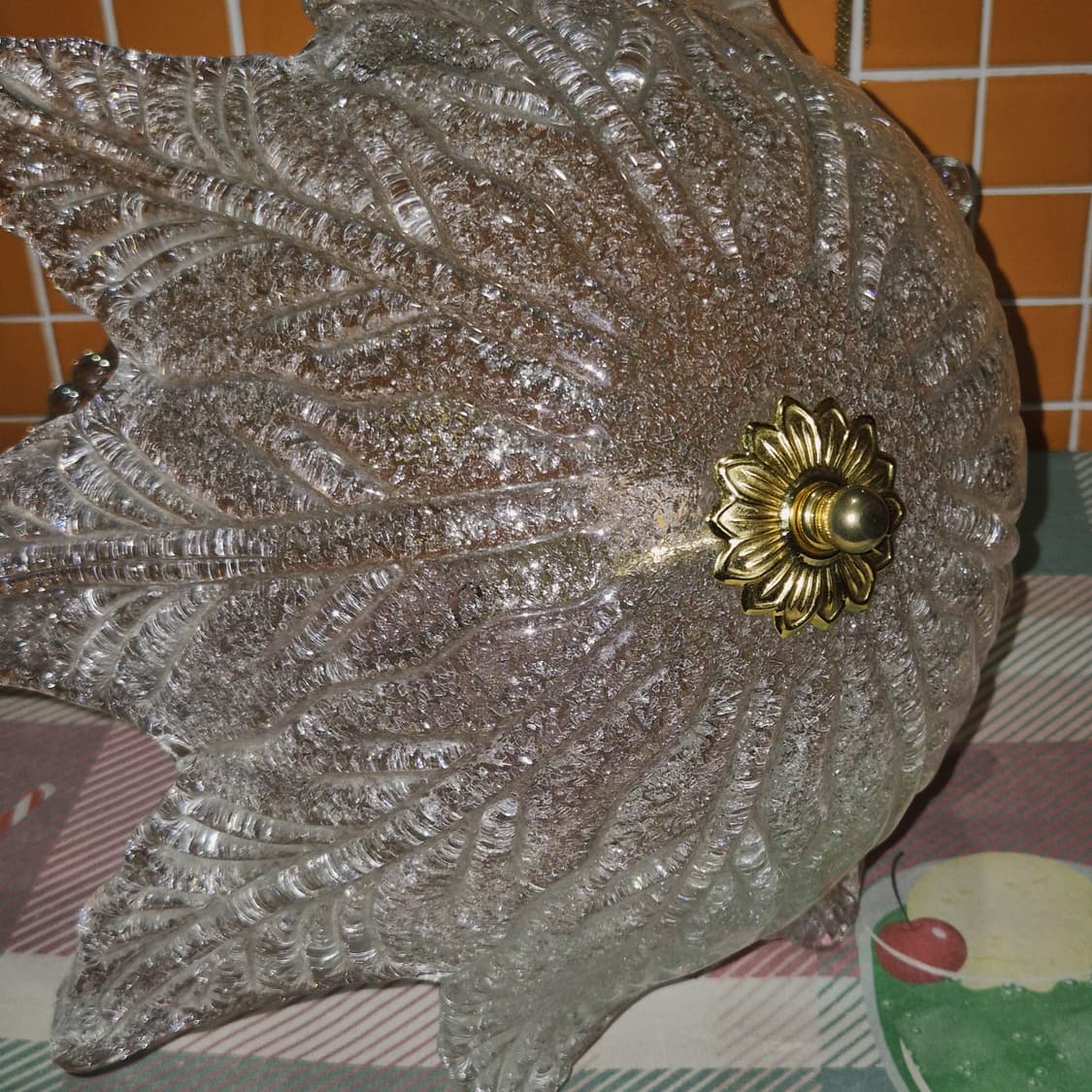 80s 클리어 크랙 글라스 꽃잎 빅 스탠드 램프 상품이미지10