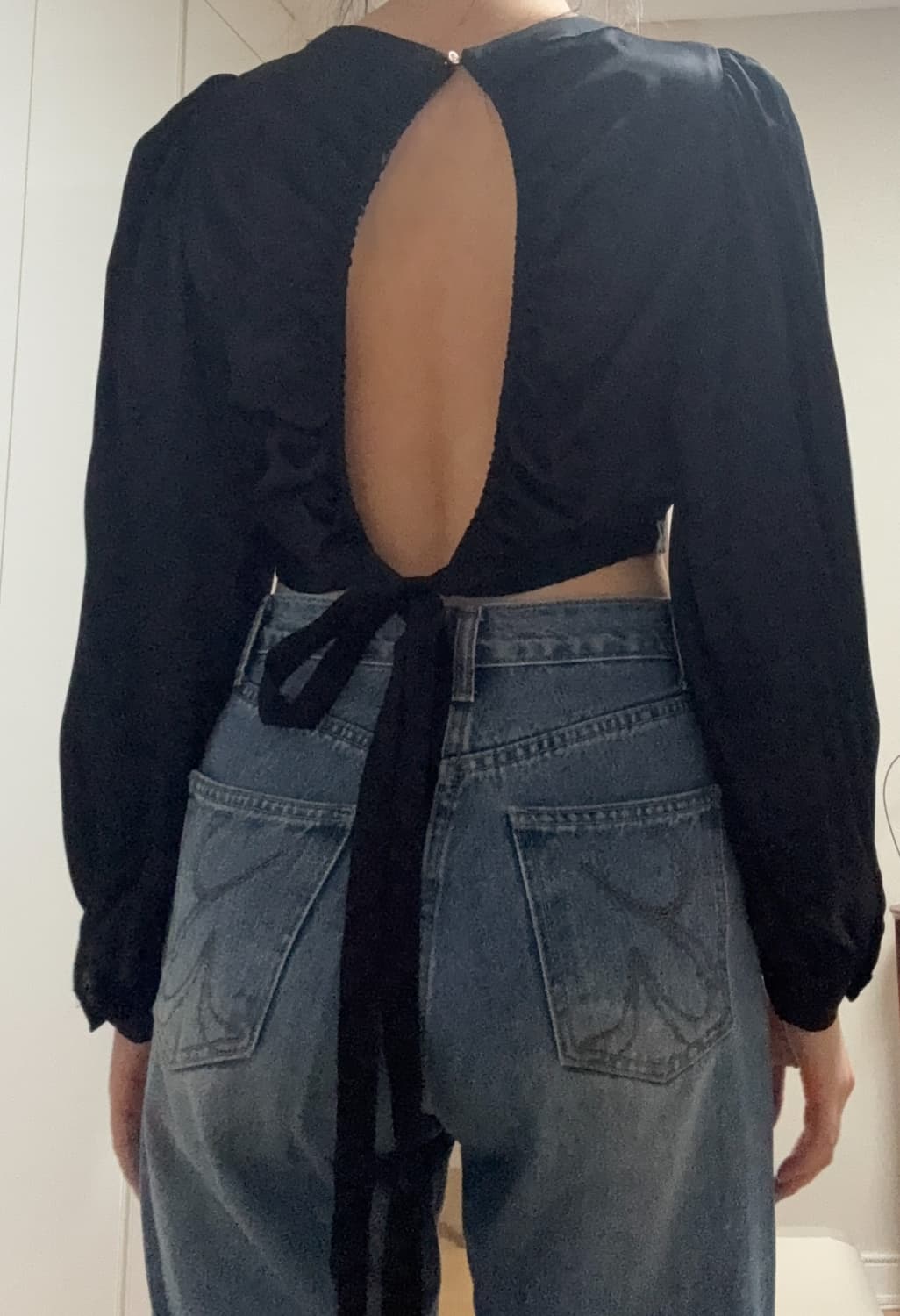 (반택포) 자라 블랙 새틴 블라우스 상품이미지5