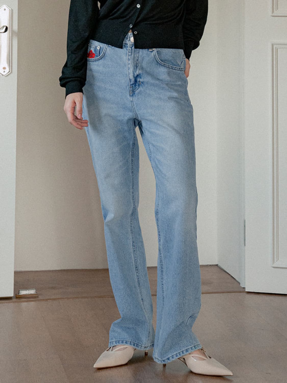 반원아틀리에 로즈 플레어 데님 팬츠 상품이미지4