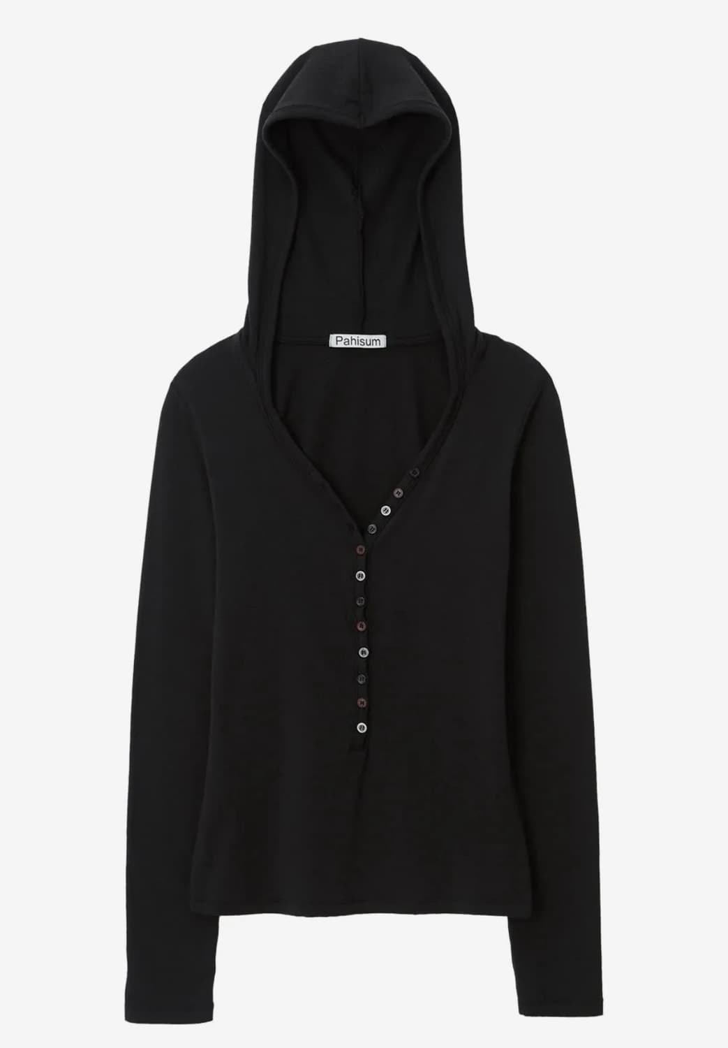 파히섬 버튼 티셔츠 - 블랙 상품이미지1