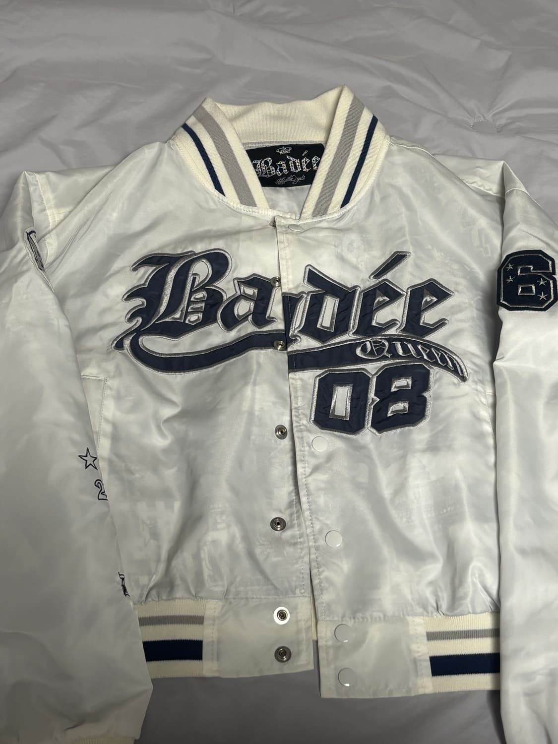 배디 바시티 베이스볼 자켓 화이트 M 상품이미지3