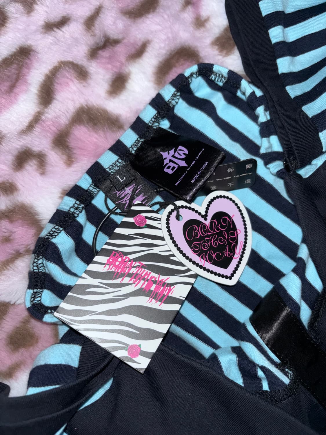 bornthisway 원피스 민트 하늘 갸루 넥카라 스트라이프 상품이미지3