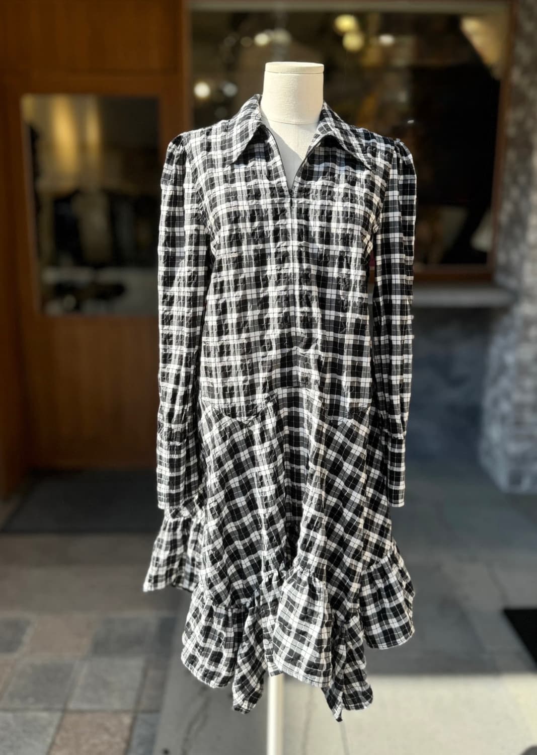 (촬영용 제품 파격할인)새상품 컨디션 GANNI블랙 체크 셔츠 원피스34 상품이미지8