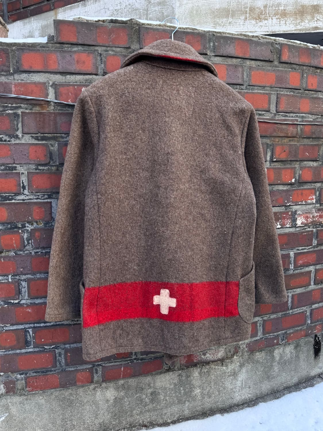 KHAKI/dessin Travaux 스위스 아미 블랭킷 코트 상품이미지2