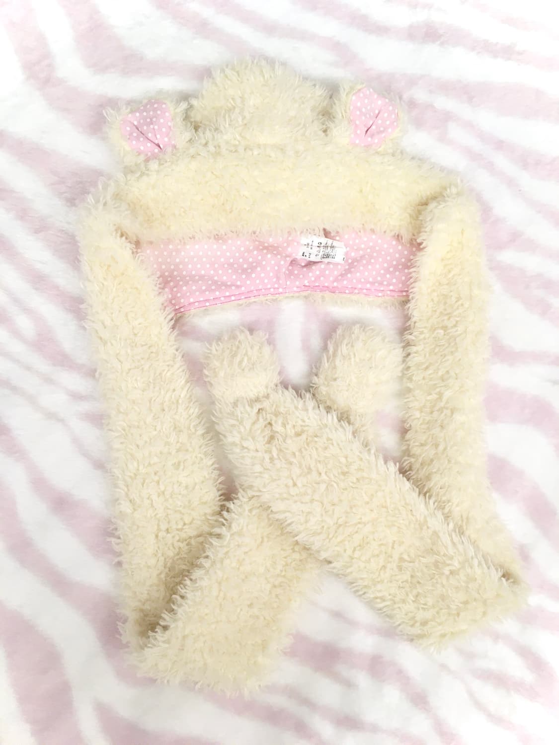 핑크 도트 쿠마미미 퍼 목도리 머플러 히메갸루 헤이세이 상품이미지1