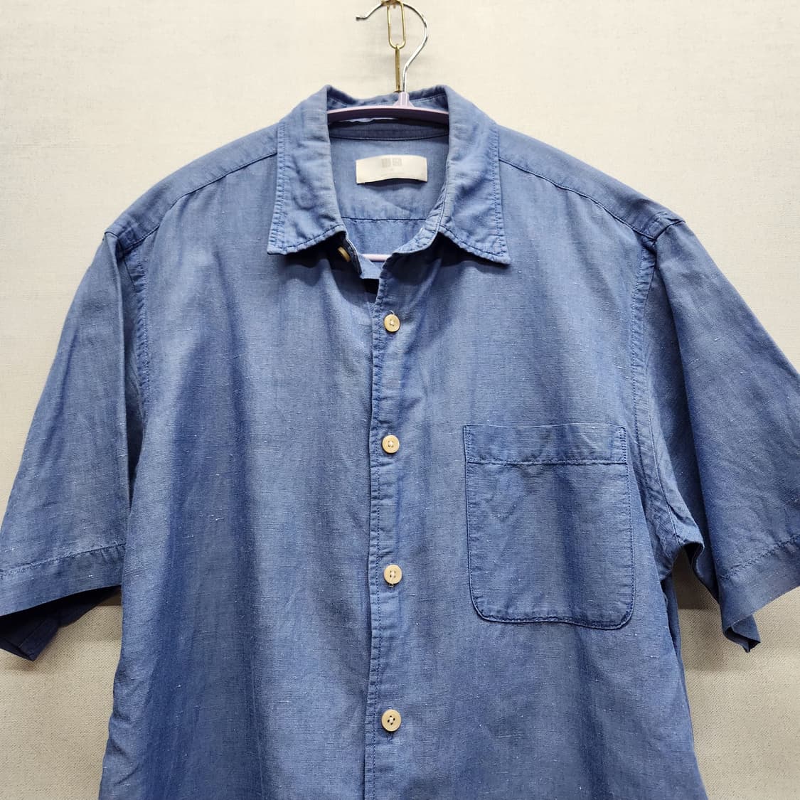 유니클로 원포켓 린넨혼방 반팔셔츠 M(M) 남여공용 상품이미지2