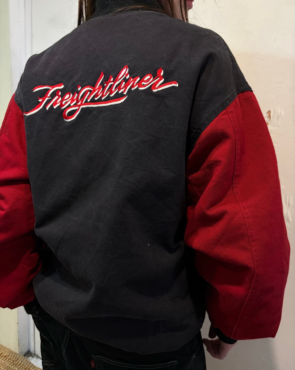 90s vintage red denim stadium varsity jk 상품이미지2