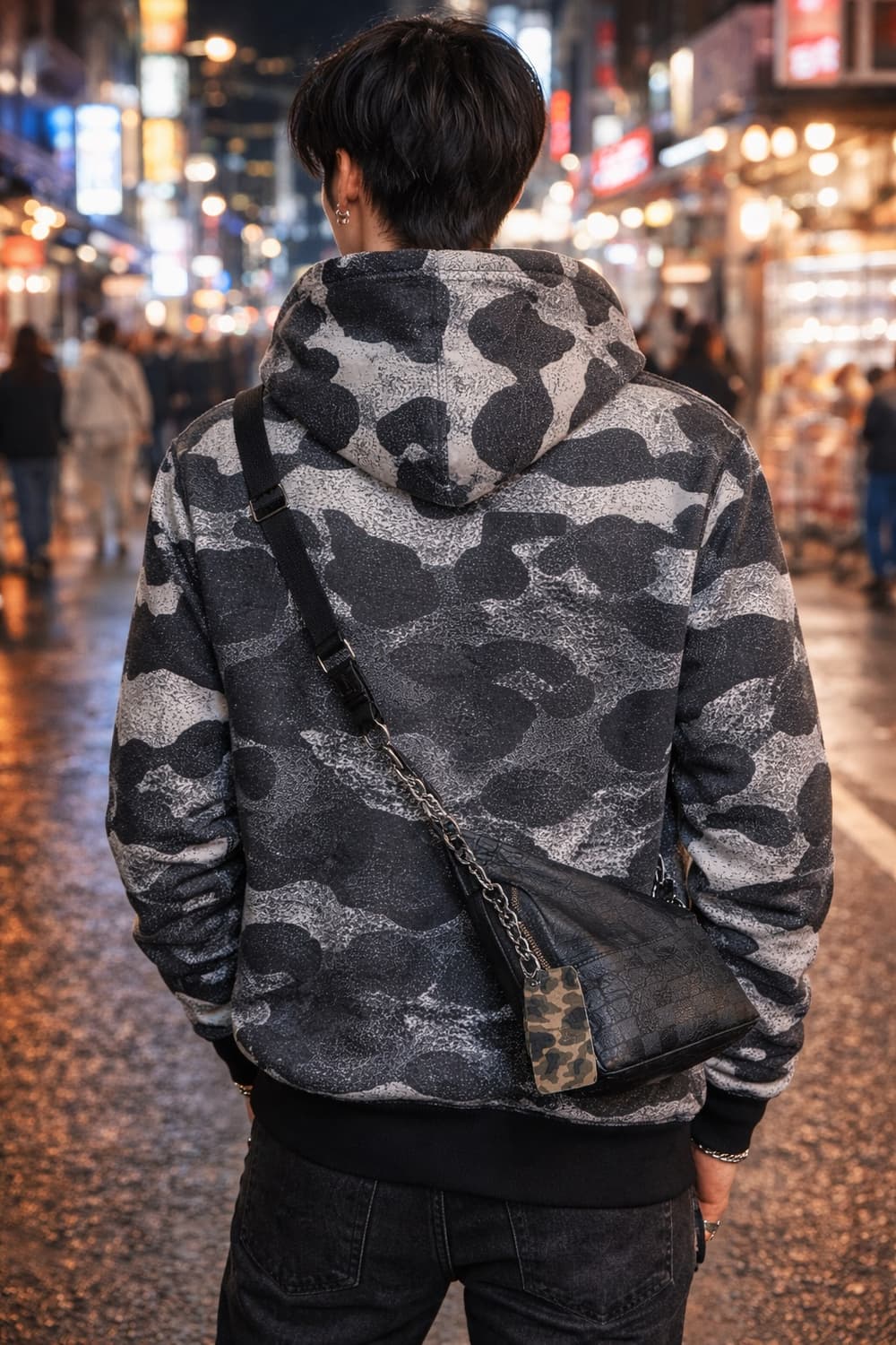 BAPE 베이프 블랙 그레이 카모 로고 후디 상품이미지2