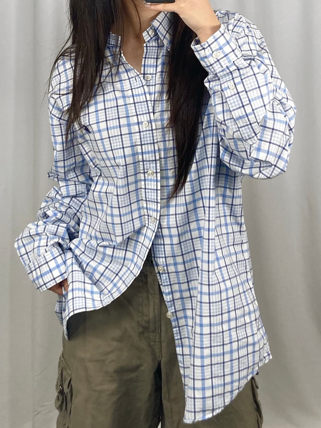 폴로 블루 체크 셔츠 상품이미지2