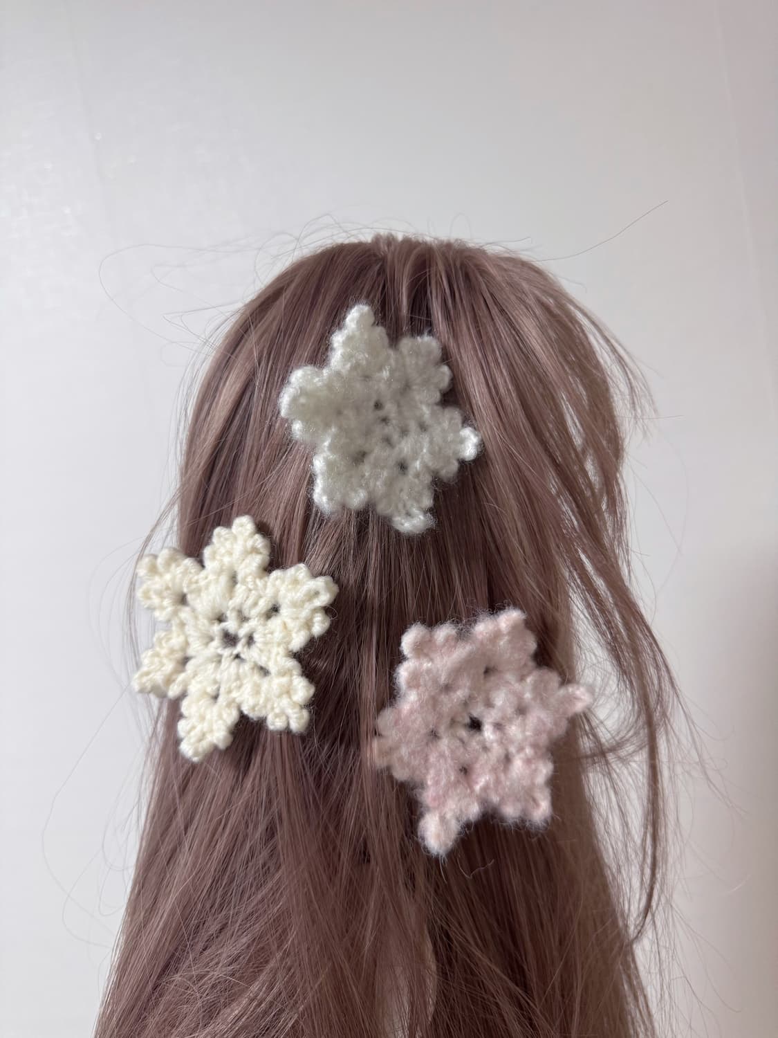 눈꽃 뜨개 머리핀  상품이미지1