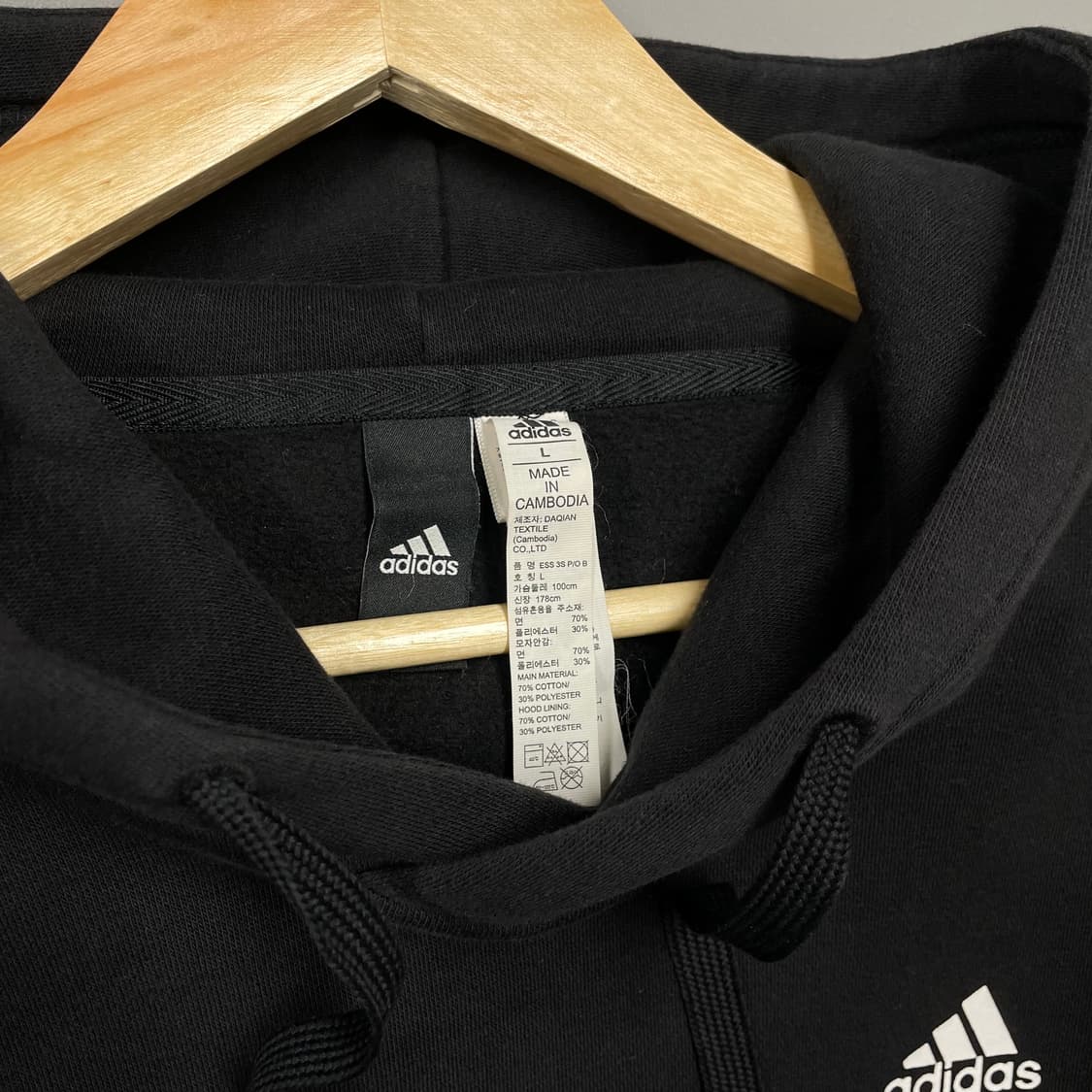 아디다스 삼선 후드티 블랙 L [060304] 상품이미지6