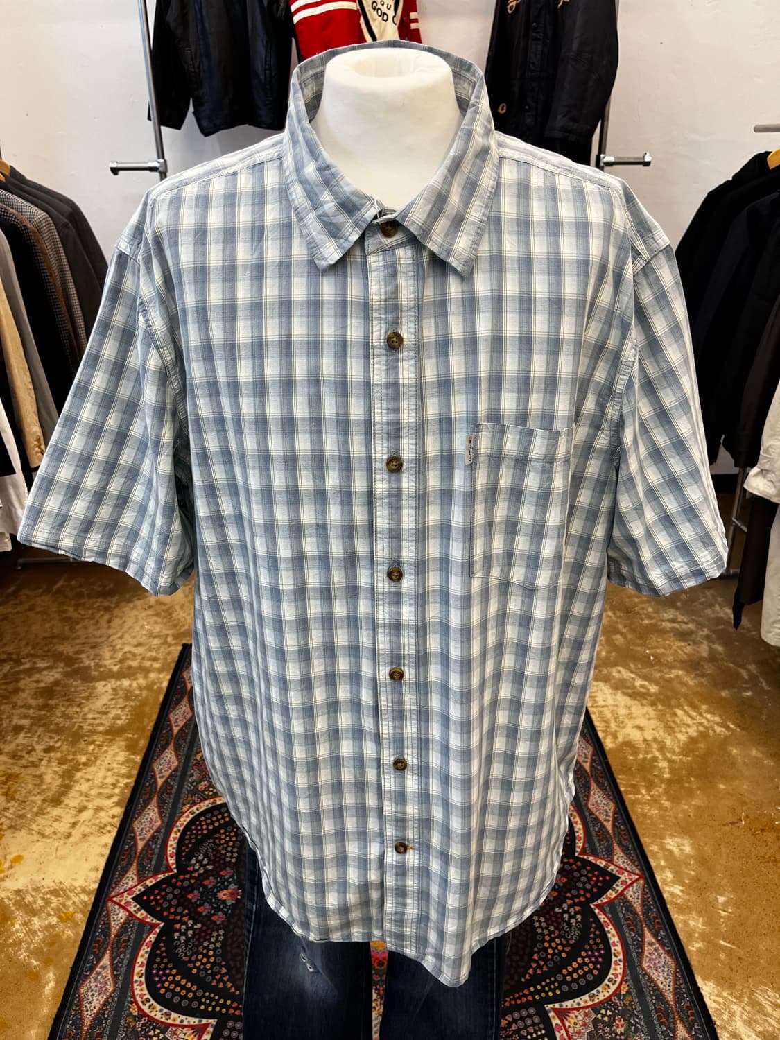 칼하트 코튼 체크 반팔 셔츠 블루 상품이미지2