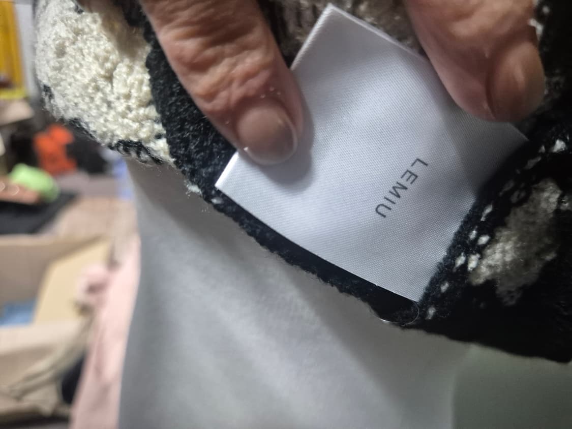 크로셰 뜨개 반팔 가디건 블랙/아이보리 상품이미지4