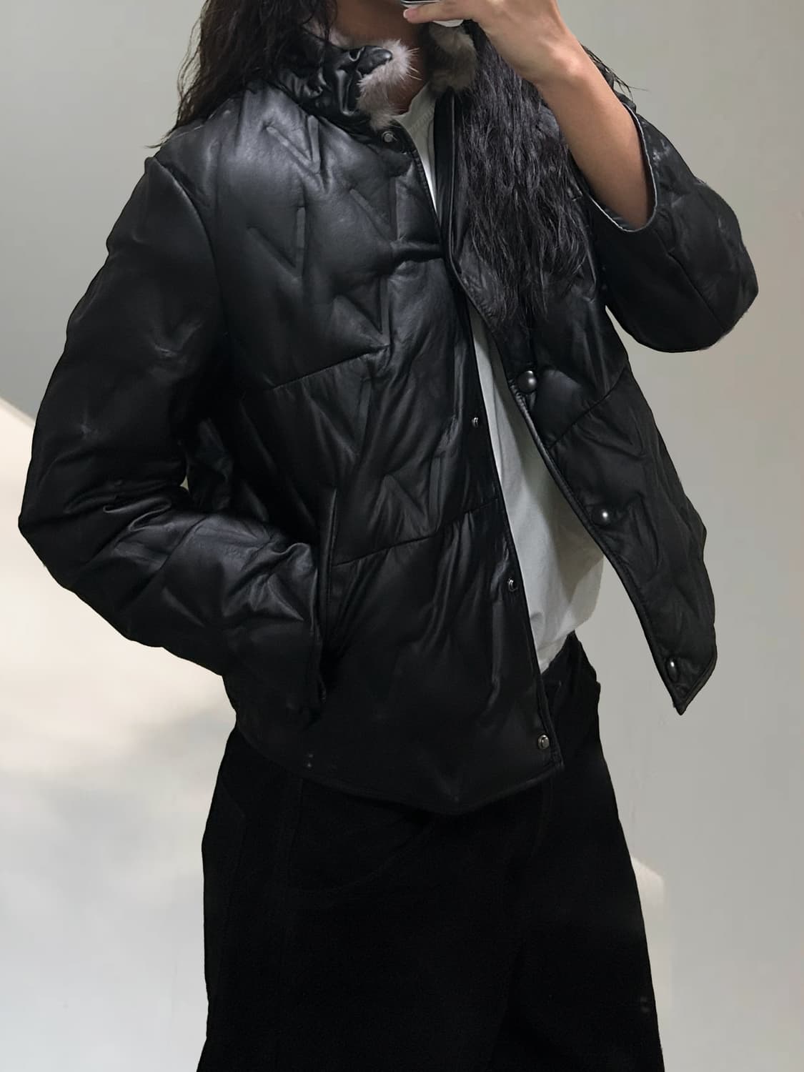 빈티지 레더 경량패딩 자켓 상품이미지8