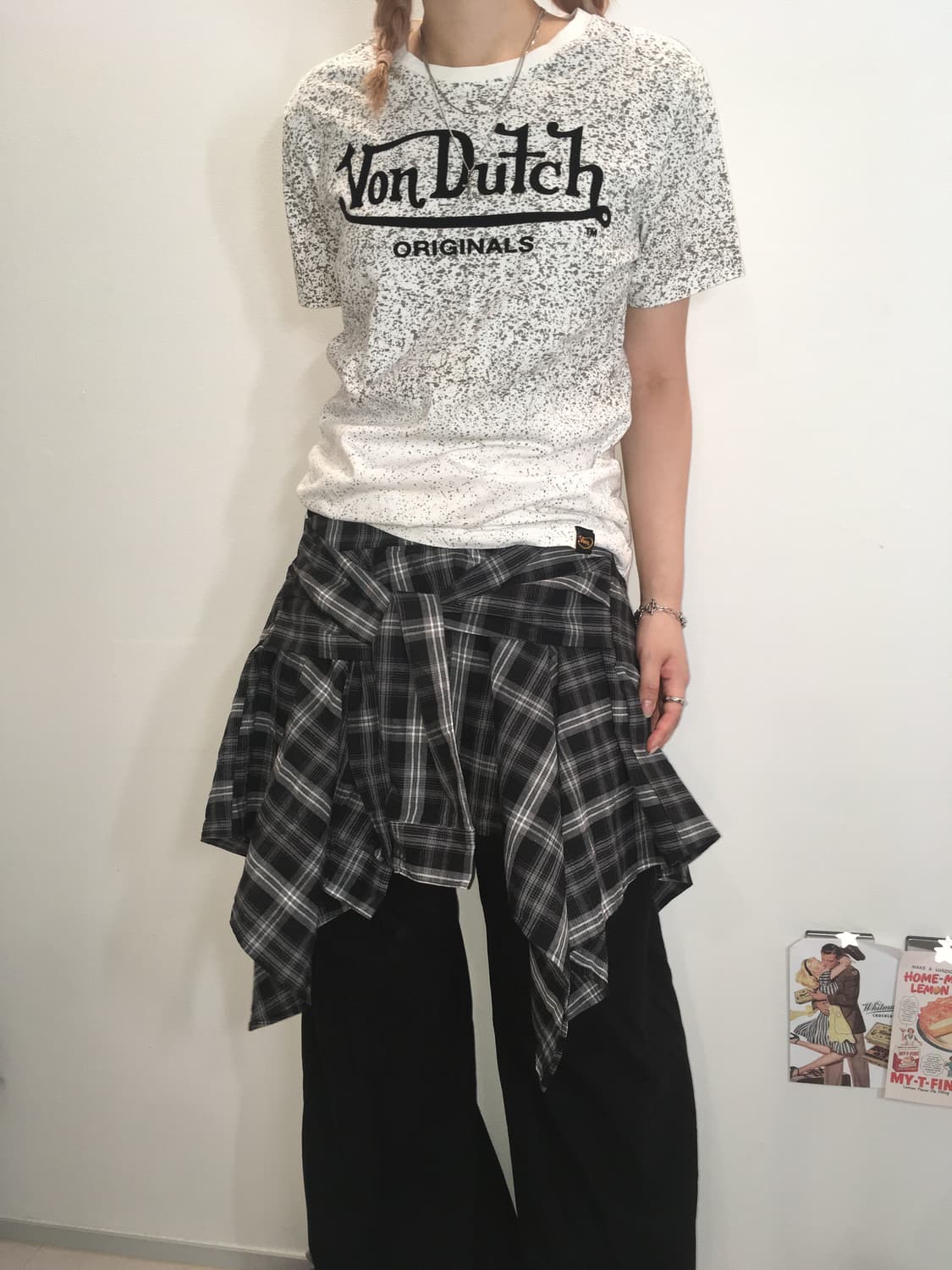 jpn vintage check layered midi skirt 상품이미지5