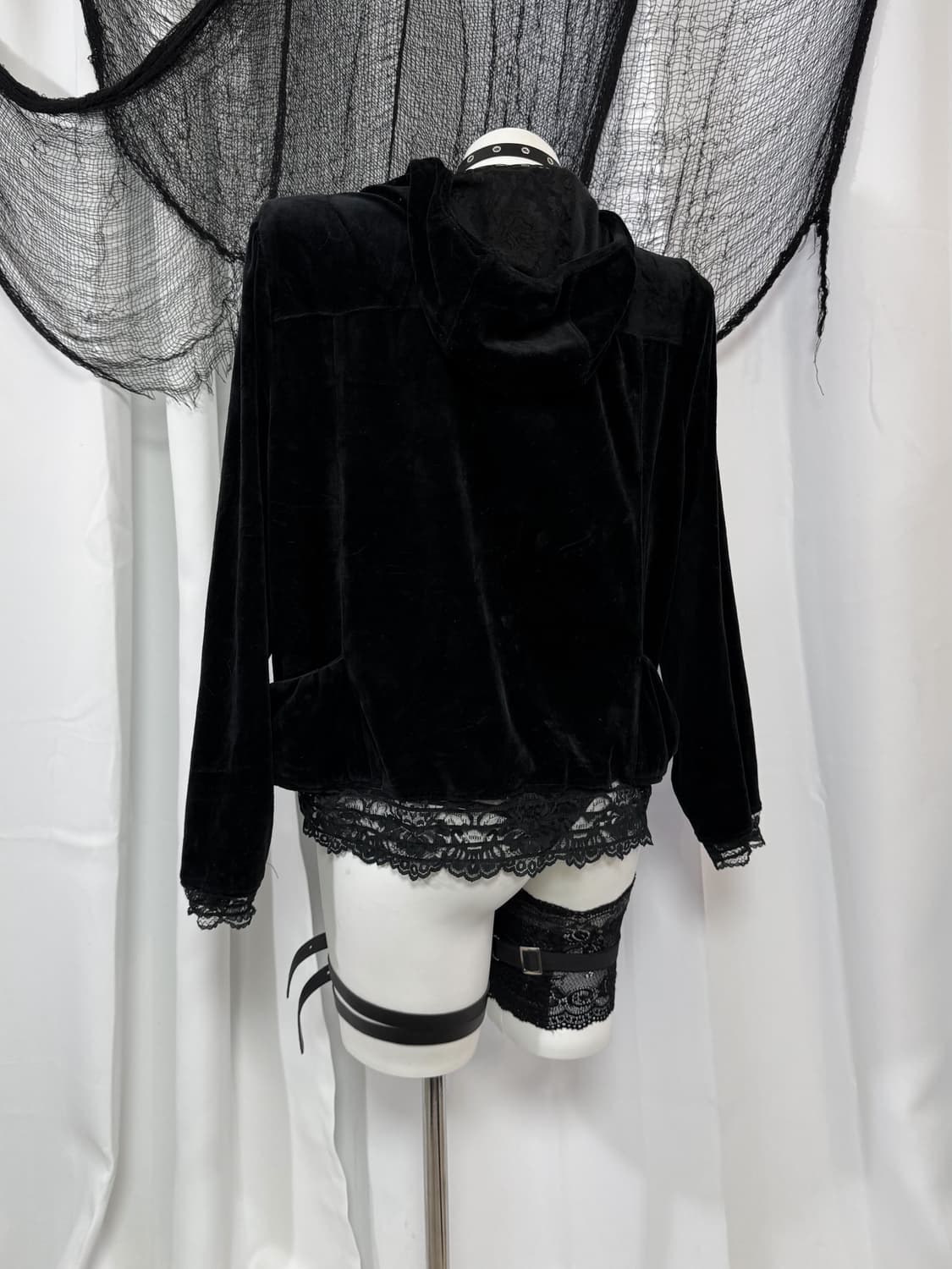 velvet lace hood zip up 상품이미지4