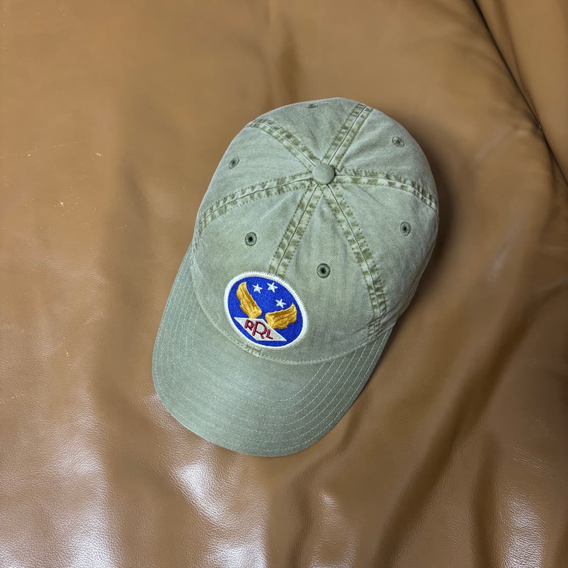 RRL 더블알엘 랄프로렌 폴로 윙로고 6패널 볼캡 모자 워시드 카키 상품이미지5