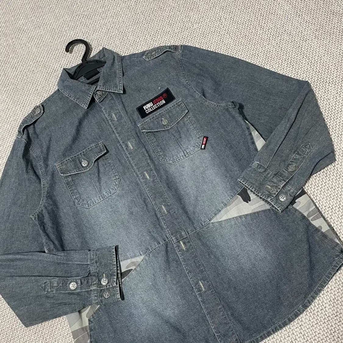 L 푸부 00s 청 데님 셔츠 남방 N.8777 상품이미지2