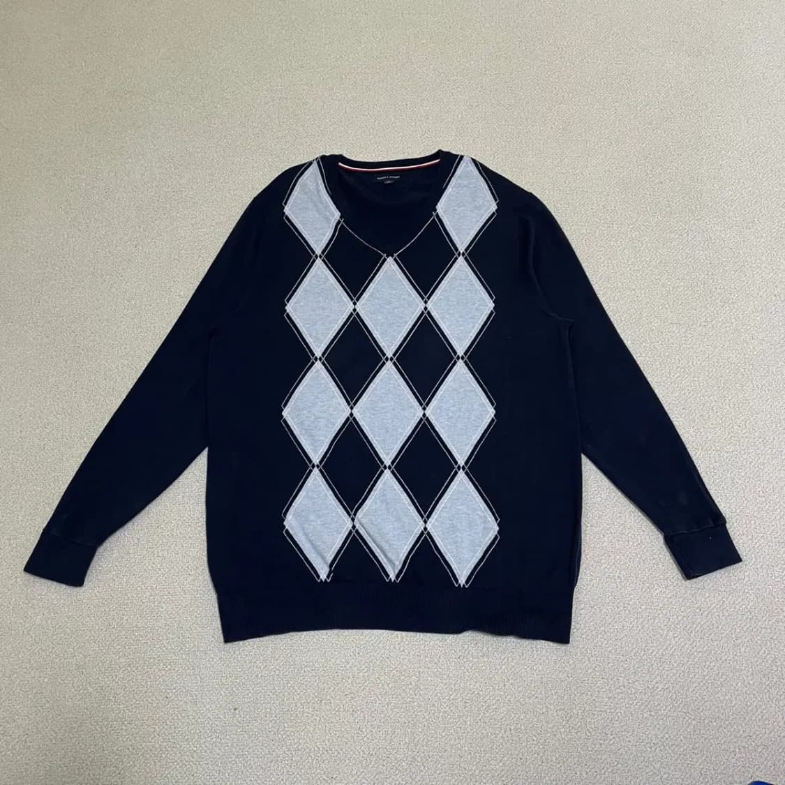 XXL 타미힐피거 브이넥 아가일 니트 N.1065 상품이미지1