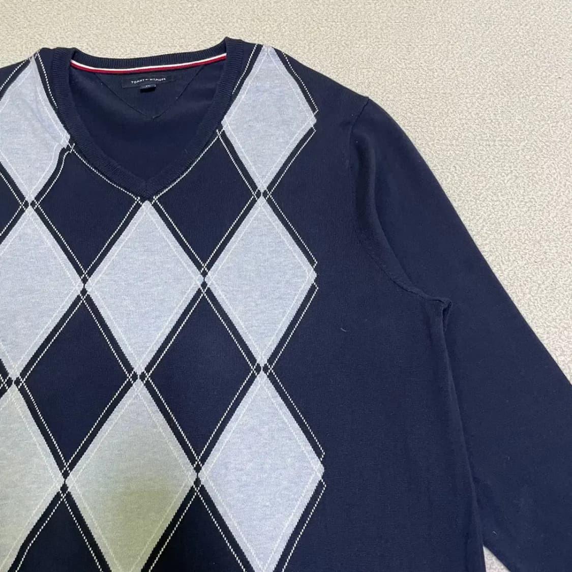 XXL 타미힐피거 브이넥 아가일 니트 N.1065 상품이미지2