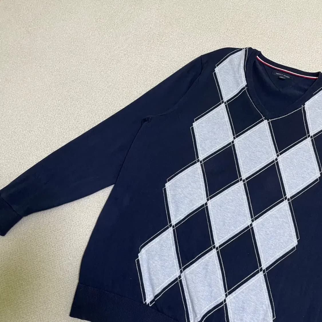 XXL 타미힐피거 브이넥 아가일 니트 N.1065 상품이미지3