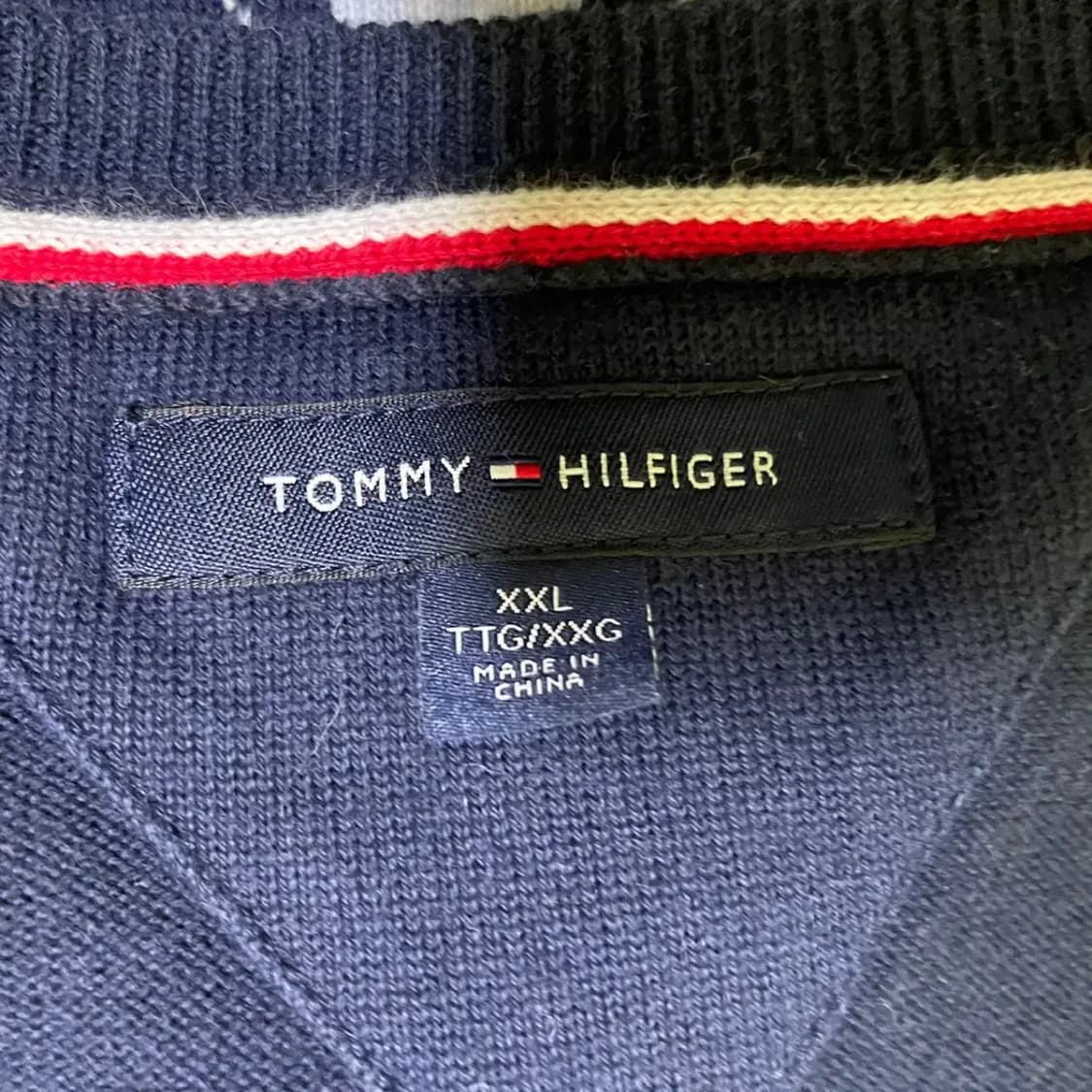 XXL 타미힐피거 브이넥 아가일 니트 N.1065 상품이미지6