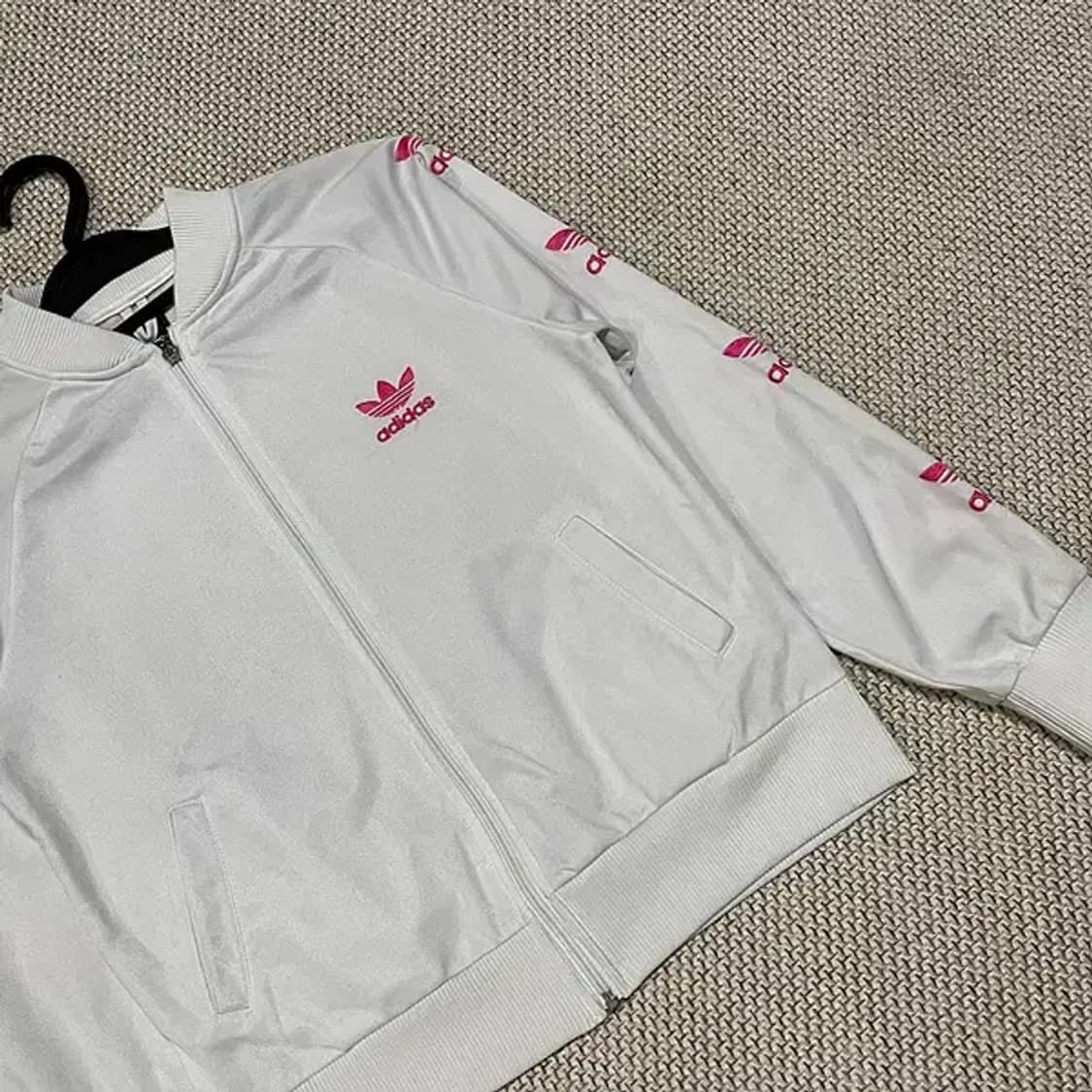XS 아디다스 여성 화이트 핑크 희귀 져지 자켓 N.5461 상품이미지2