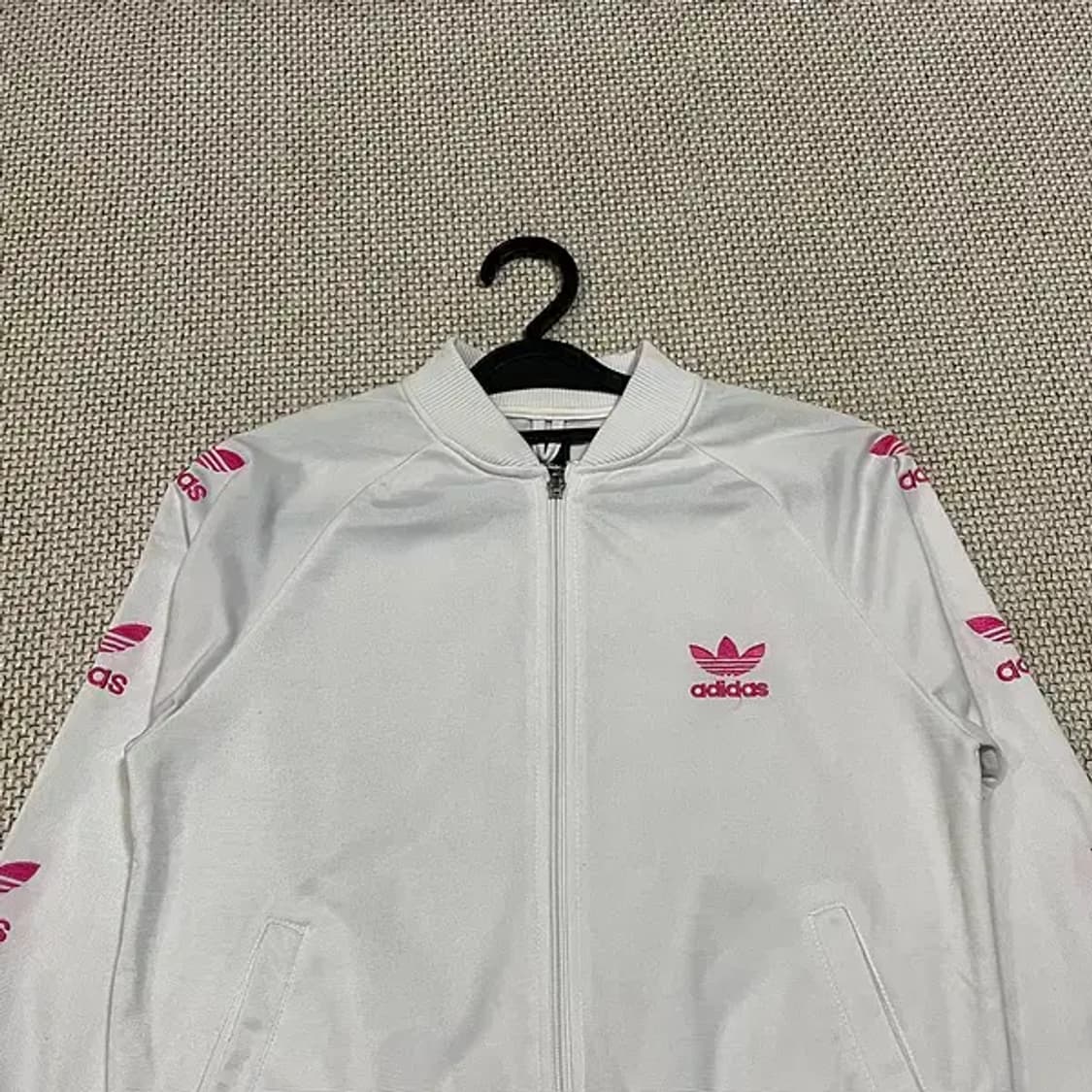 XS 아디다스 여성 화이트 핑크 희귀 져지 자켓 N.5461 상품이미지3