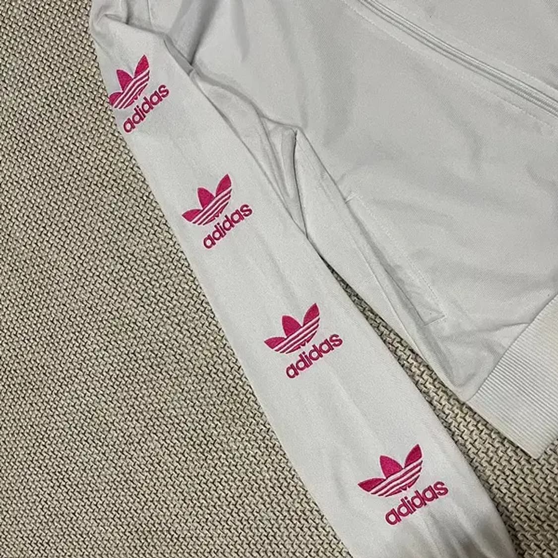 XS 아디다스 여성 화이트 핑크 희귀 져지 자켓 N.5461 상품이미지4