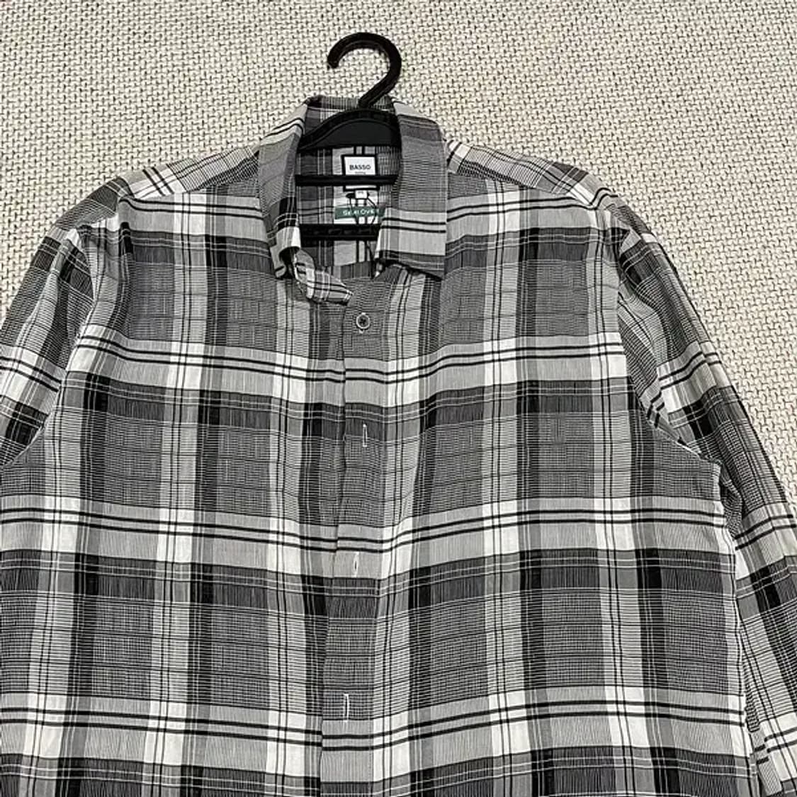 M 새상품 바쏘옴므 체크 셔츠 남방 N.5535 상품이미지3
