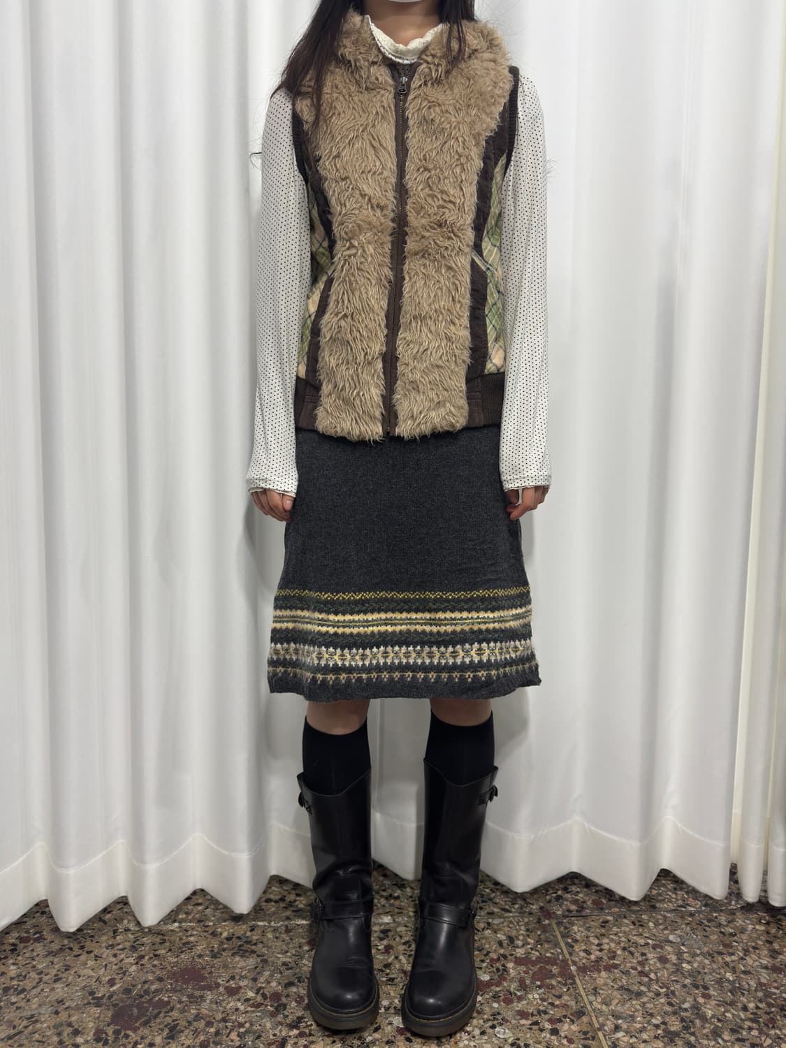 heart market fur detail hood vest 상품이미지2