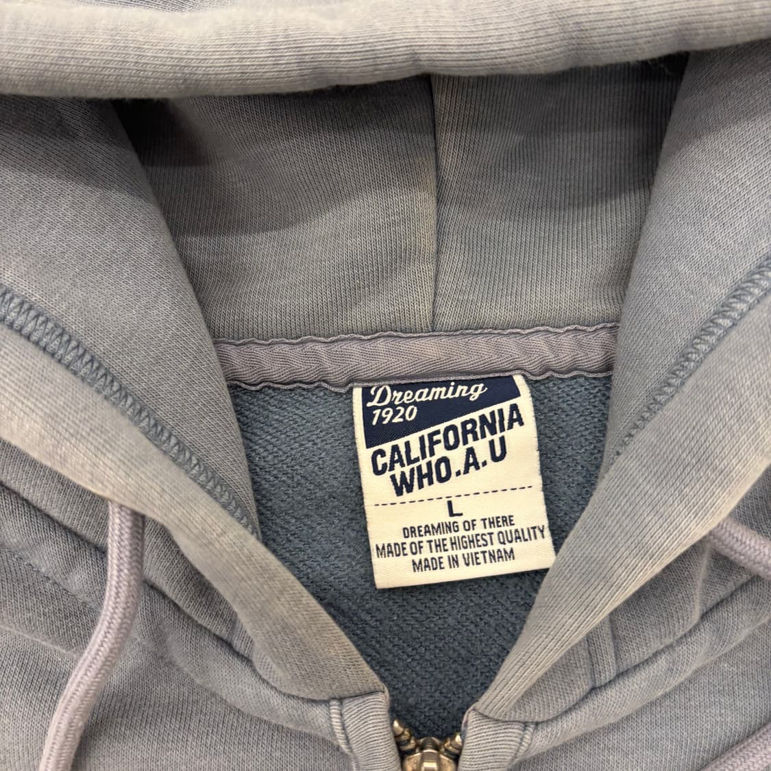 후아유 페이드 블루 빅로고 후드 집업 상품이미지3