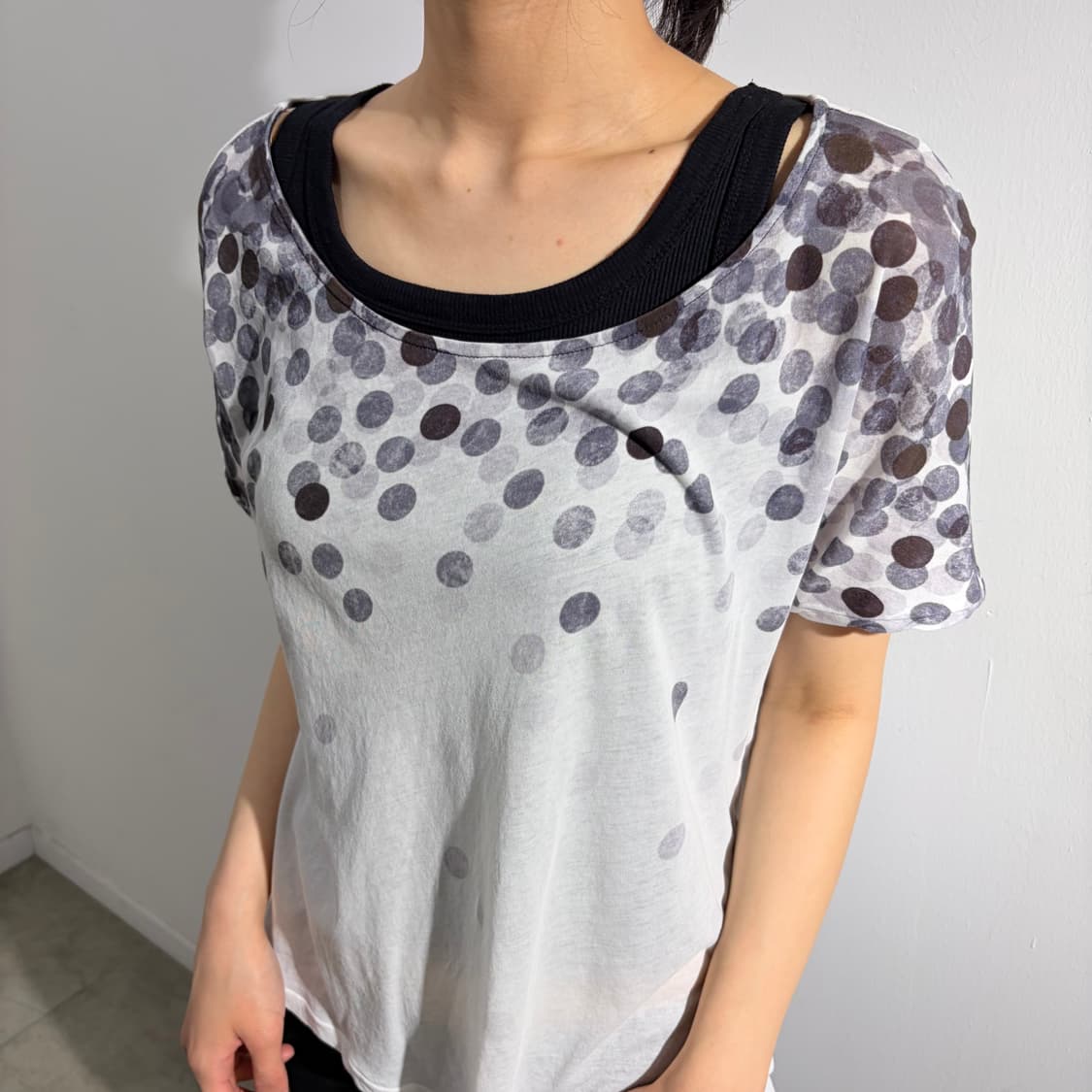 요지 야마모토 Y’s 도트 땡땡이 반팔티셔츠 상품이미지2