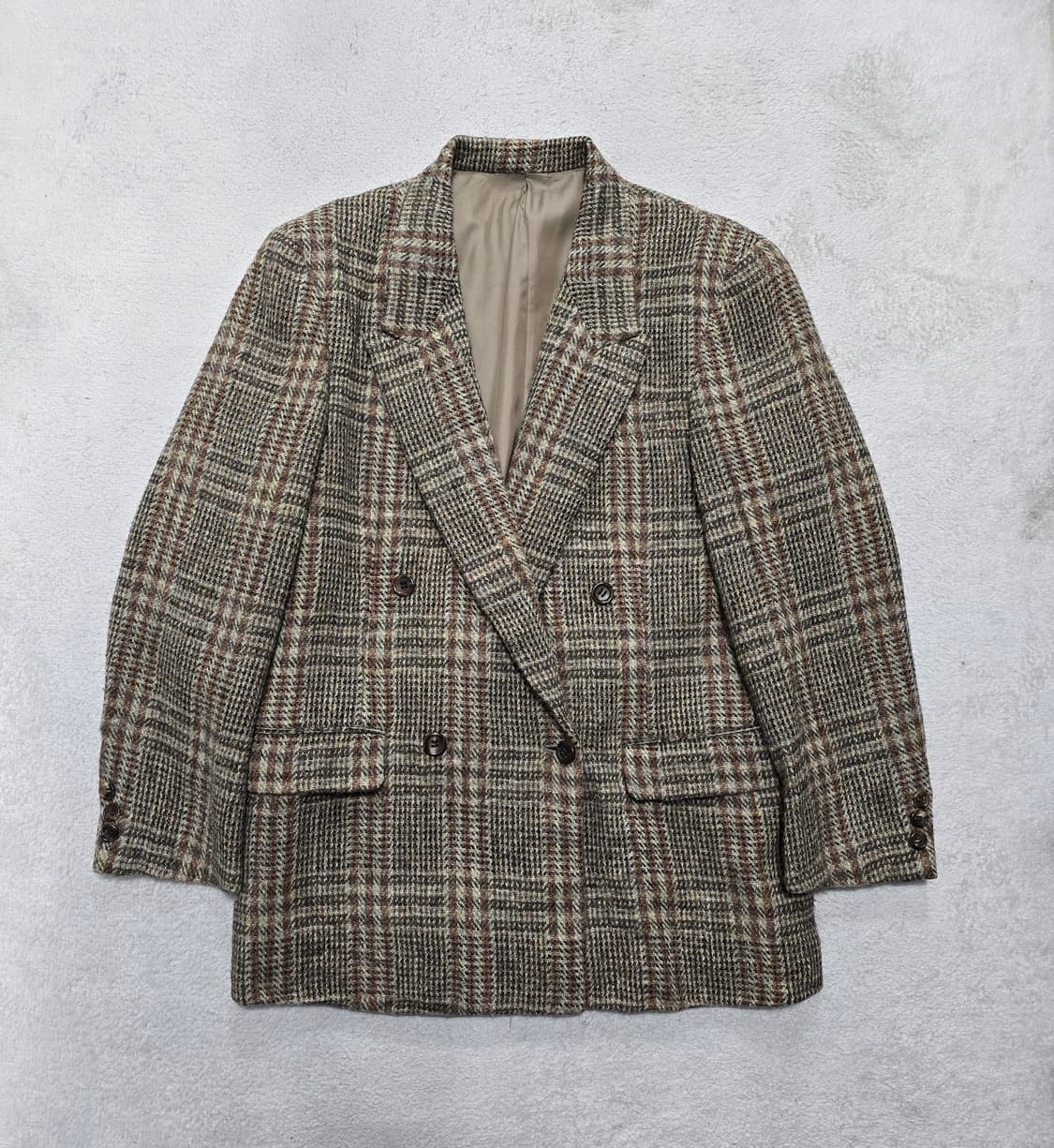 해리스트위드 체크 패턴 더블 버튼 자켓 상품이미지1