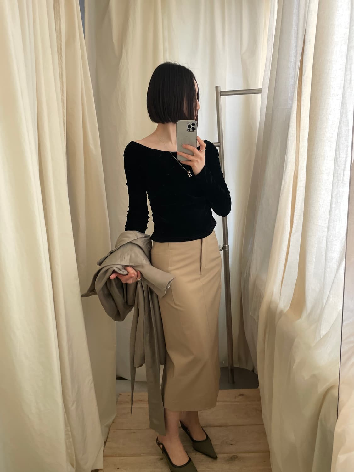 camel beige long skirt  상품이미지10