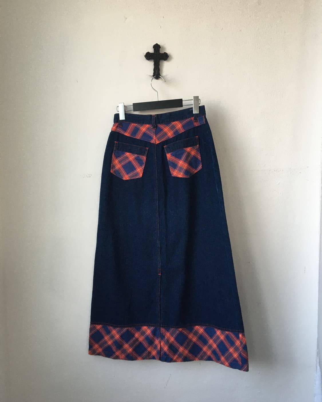 Check pattern layer denim skirt 상품이미지2
