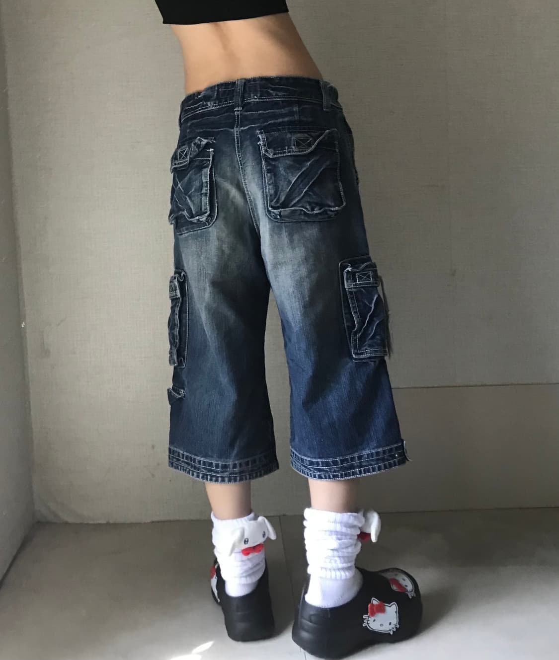 빈티지 워시드 데님 버뮤다 상품이미지4