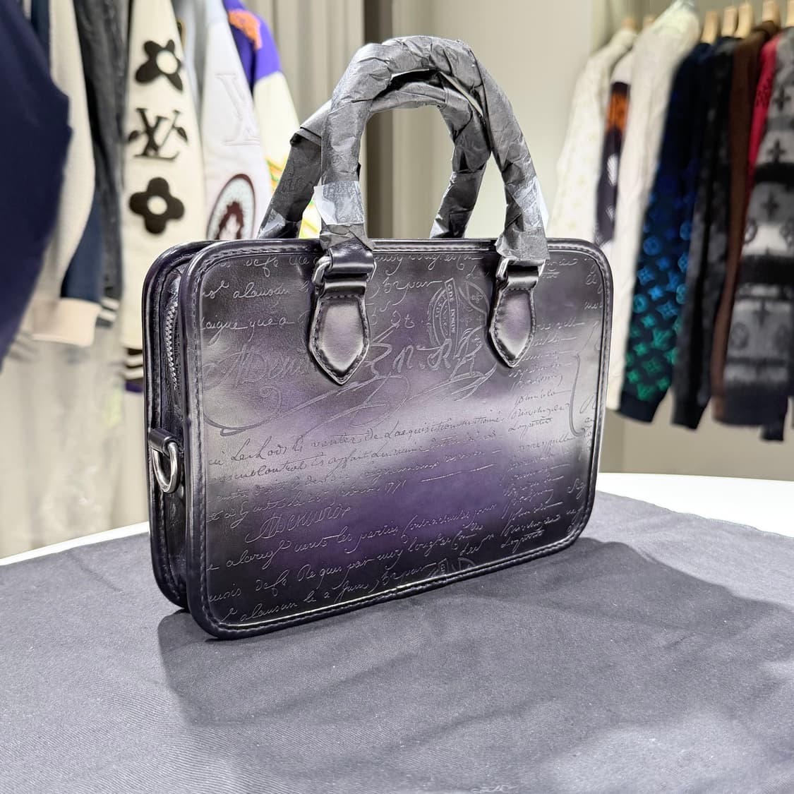 A+ / 벨루티 앙쥬르 미니 스크릿 레더 서류 가방 퍼플 파티나 상품이미지3