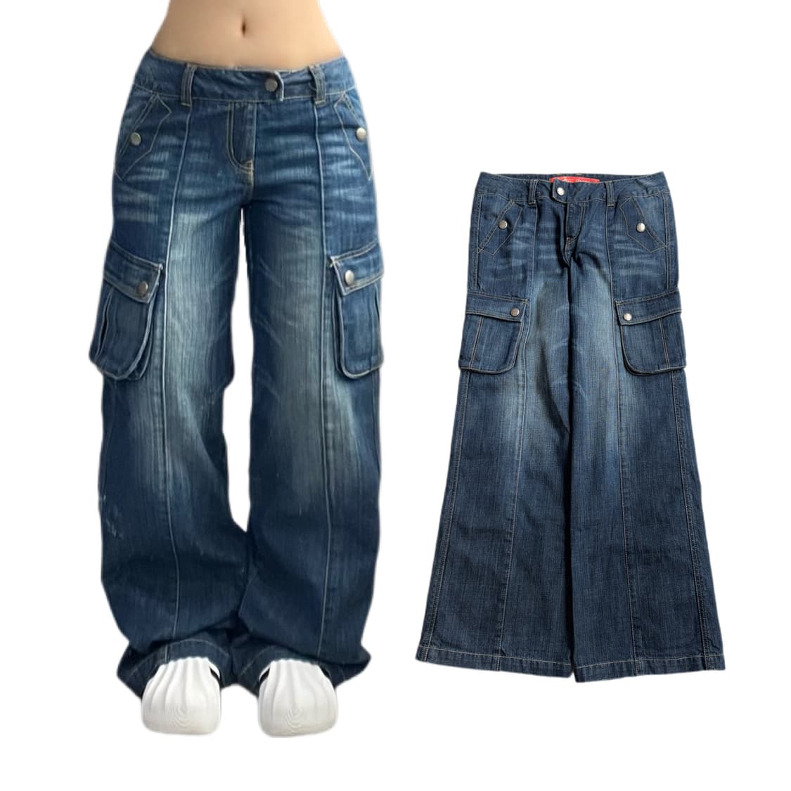 부츠컷 Y2K 탄창 빈티지 데님 카고팬츠 상품이미지1