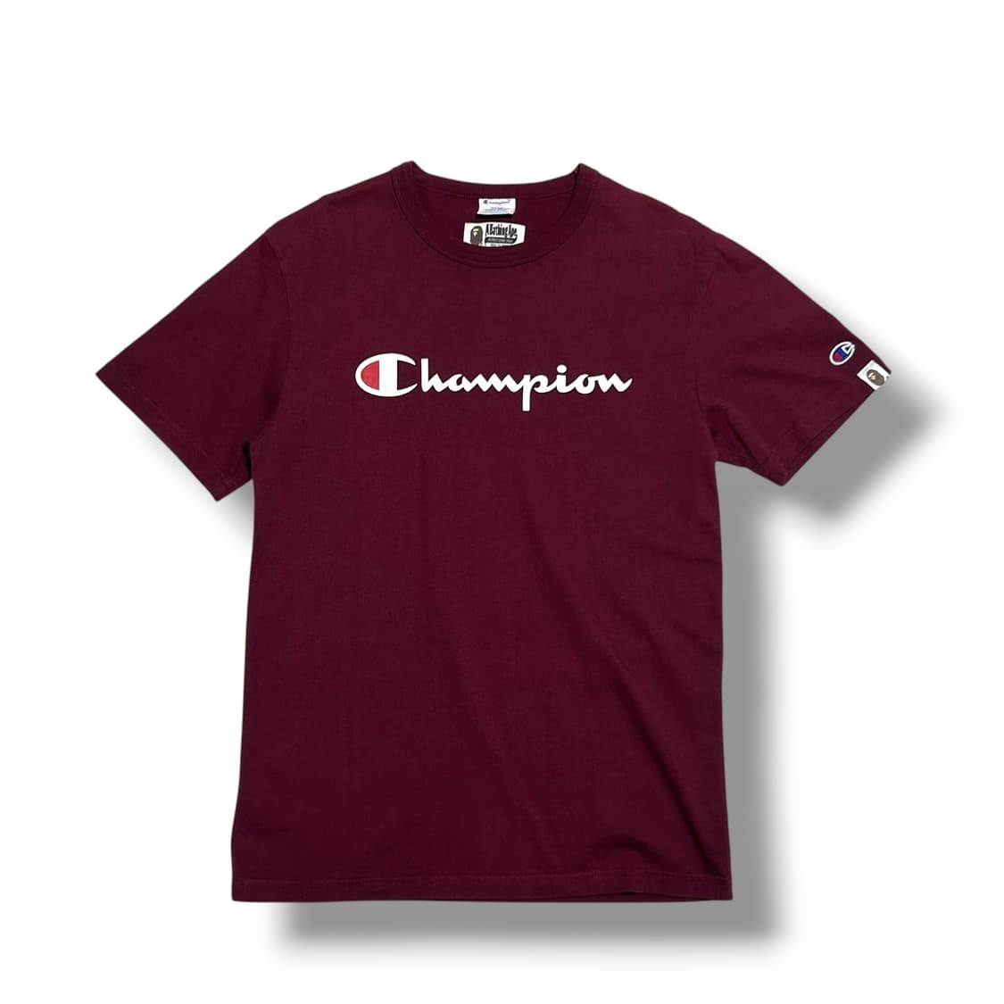 Bape x Champion 희귀 버건디 레터링 반팔티 상품이미지2