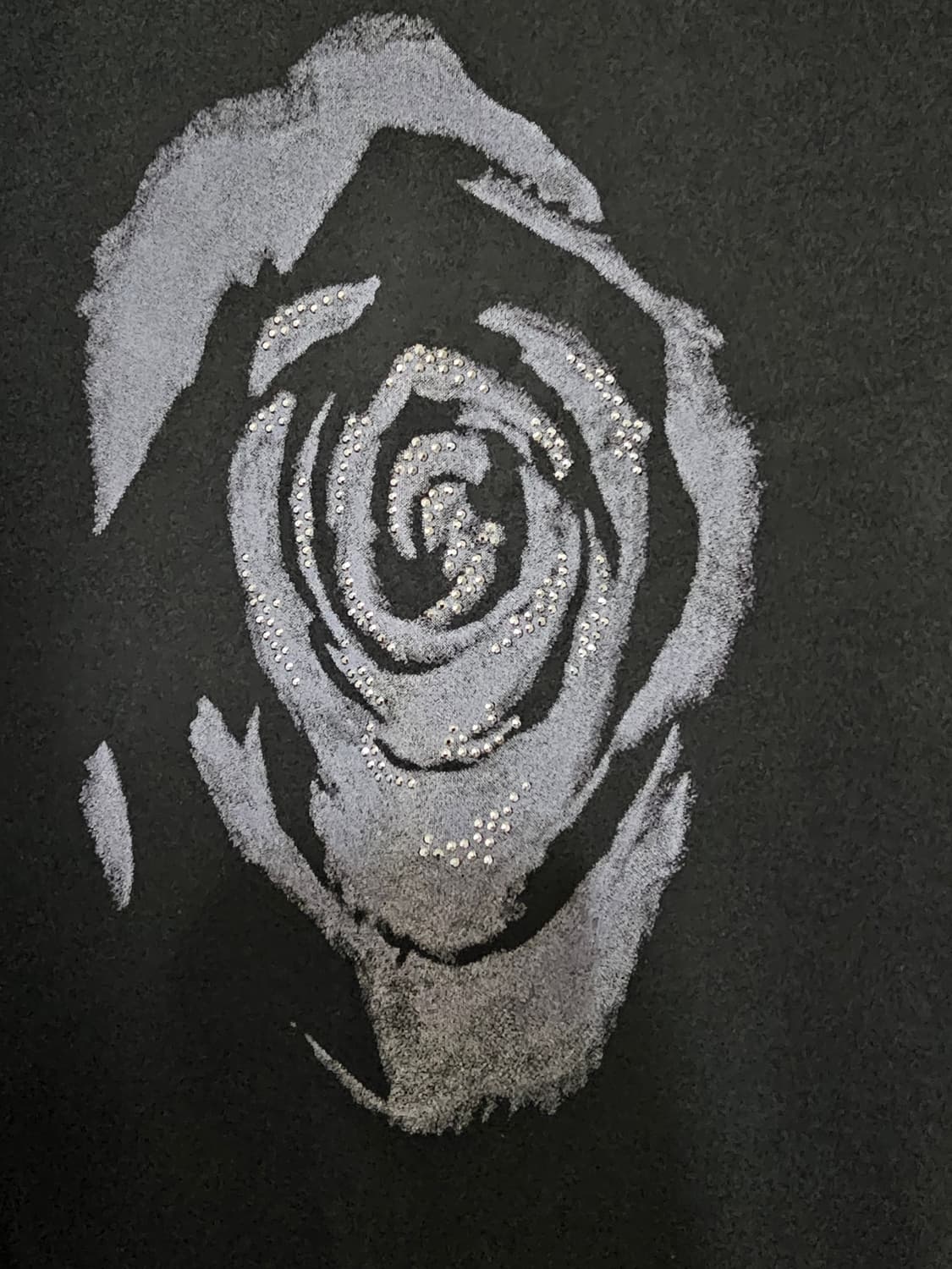 신강식 디자이너 블랙 회색장미프린팅 큐빅핫픽스장식 7부55-66 상품이미지2